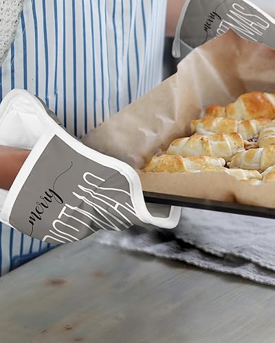 Miniatura 28 de Christmas 5Pcs Pot Holders for Kitchen, Non Slip & Heat Insulation Terry Cloth Potholder Set with Pocket, Thick Hot Pad Oven Mitts Trivet Coaster