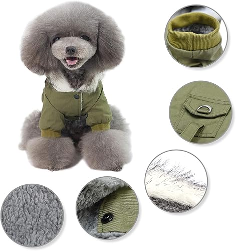 Miniatura 5 de Gabardina cálida con capucha para perro, resistente al viento, para clima frío (XXL, verde)
