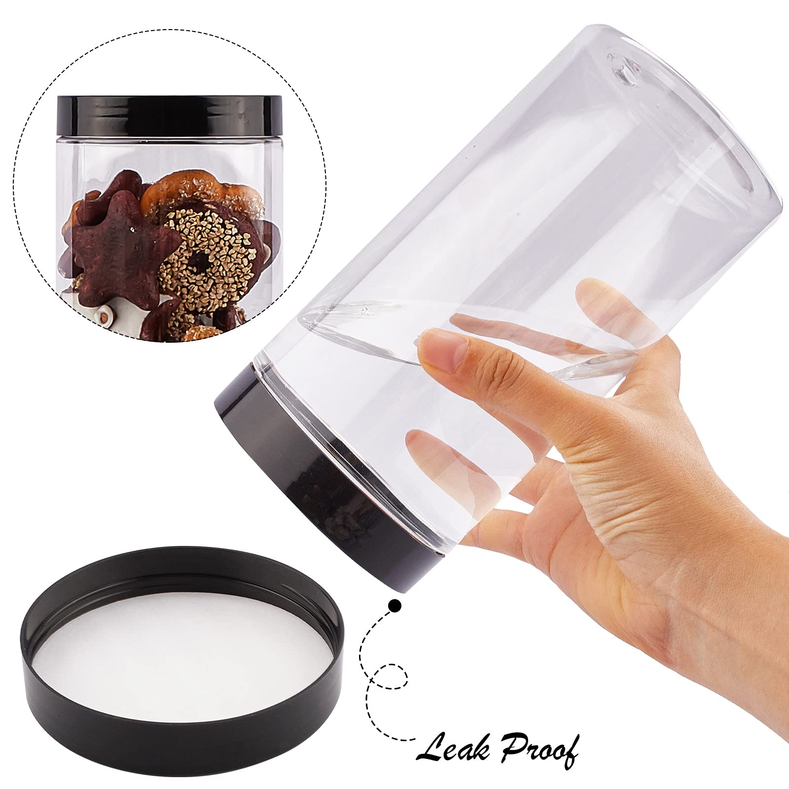 TUZAZO 12 Pack Large Clear Plastic Jars with Lids BPA Free, 32 Oz & 16