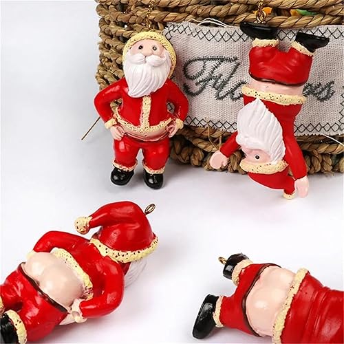 Miniatura 2 de Paquete de 2 divertidas decoraciones navideñas de Papá Noel, adornos colgantes únicos de Navidad, mini figuras de Papá Noel, decoración para árbol