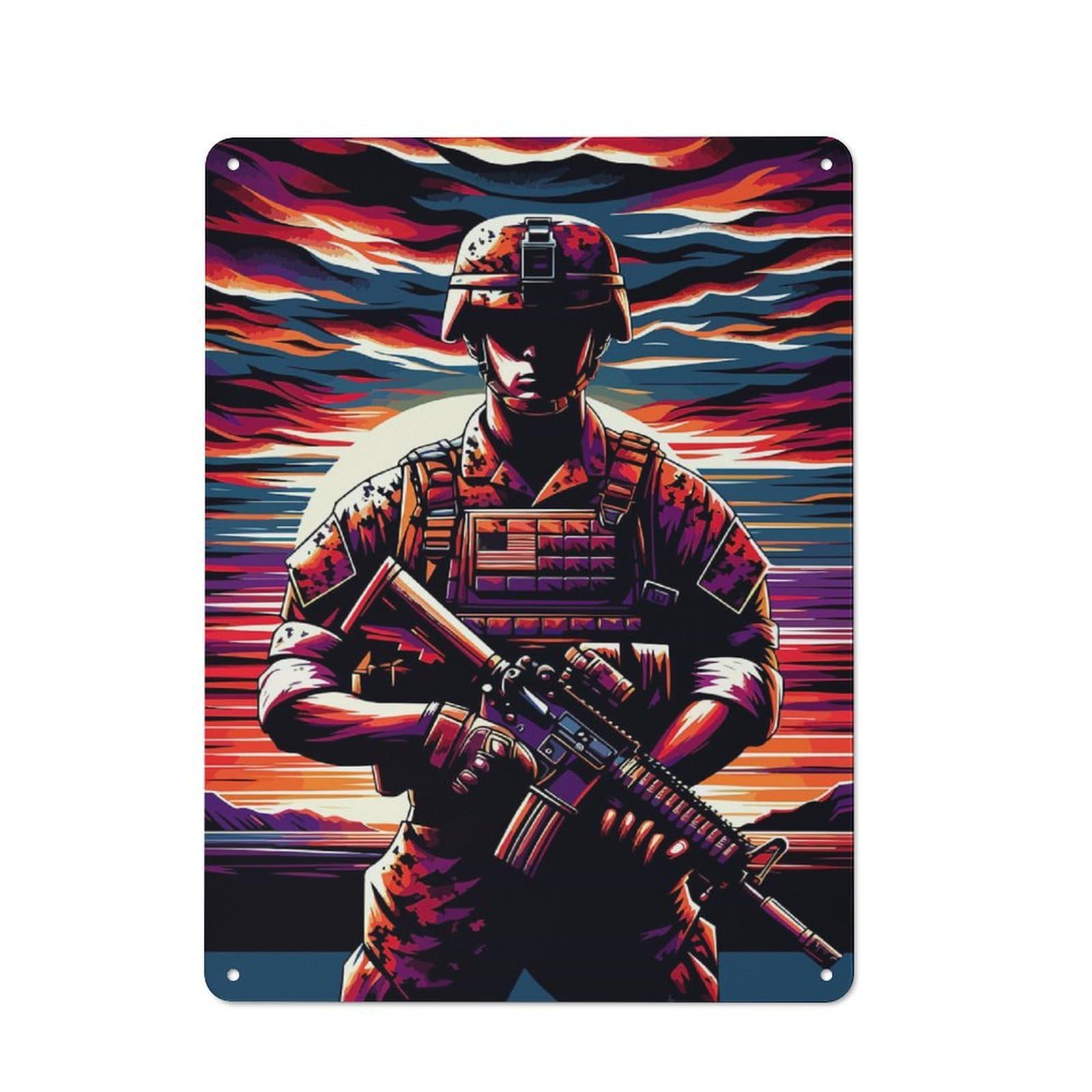 Junmoney Marine Corps Sunset Wpap For Garden Room Or Summerhouse, Vintage Tin Sign 40X30cm, For Display In Garden Rooms And Summerhouses