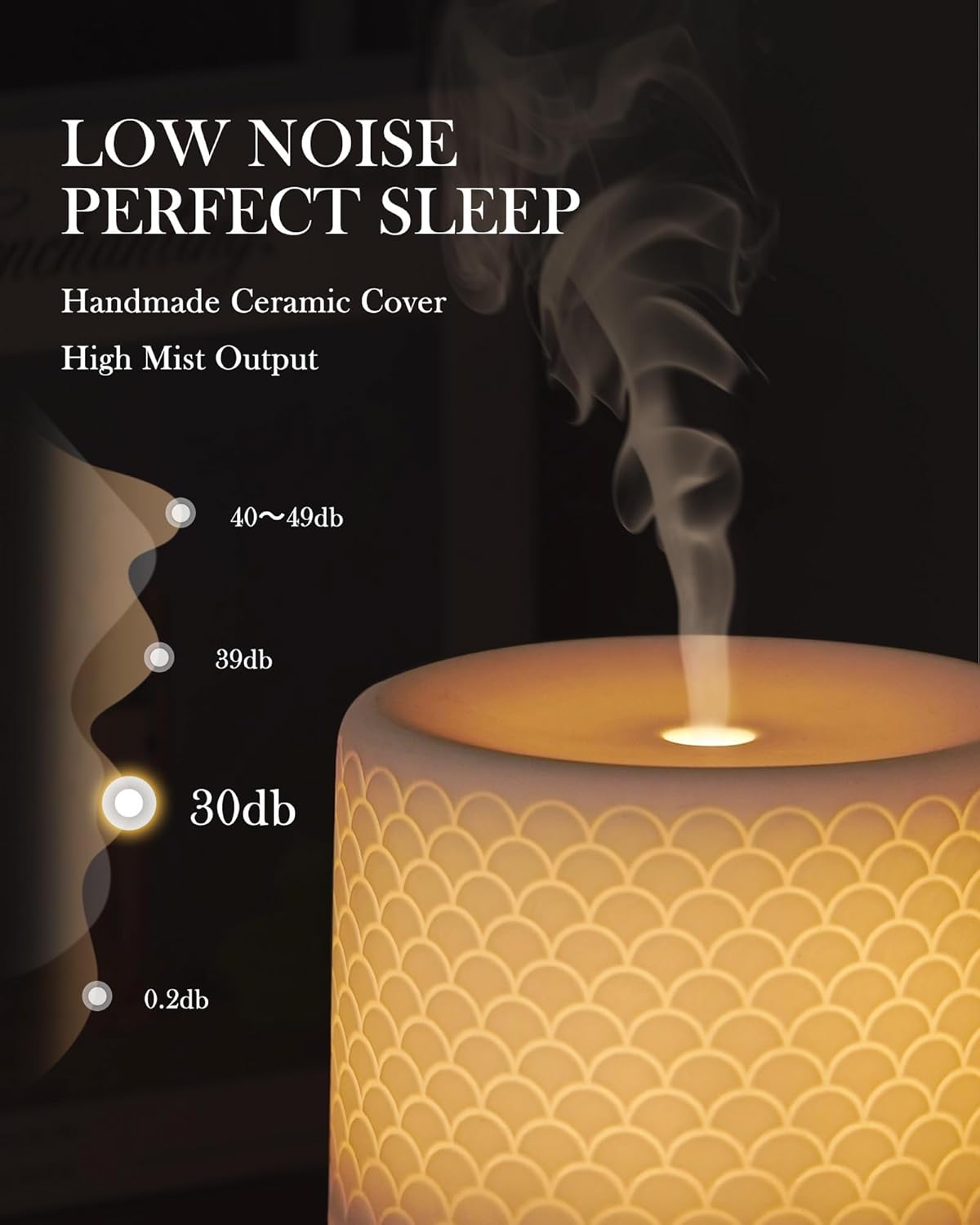 Onaboviva Essential Oil Diffuser, 280ml Ceramic Aromatherapy Diffuser with Ultrasonic Cool Mist Humidifier, Timer, Auto Shut-Off, Large Room Aroma Diffuser for Home, Bedroom, Office, Yoga Scales-white