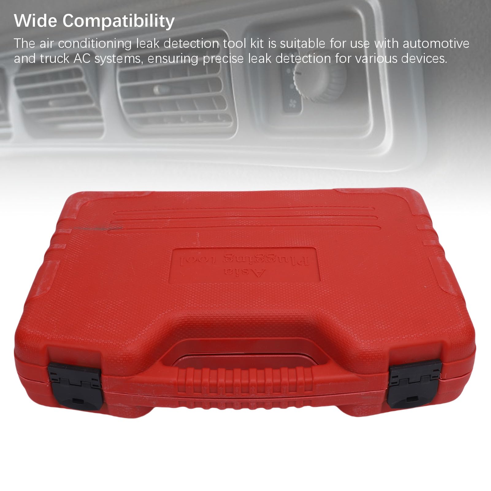 Kit de Prueba de Fugas de Aire Acondicionado Automotriz, Herramienta de Detección de Fugas de CA de Latón, Herramienta de Reparación con Diseño Moldeado por Soplado, Ideal para Automóviles,