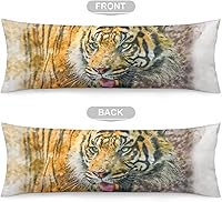 Vista 3 de Funda de almohada corporal, funda de almohada extra grande con cara de animal y gato grande, diseño de animal salvaje, funda de almohada corporal
