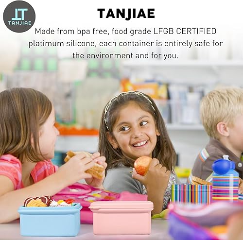 Miniatura 7 de Recipientes de silicona para niños, a prueba de fugas, recipientes pequeños para almuerzo con tapas para niños pequeños, 1 taza de moldes para