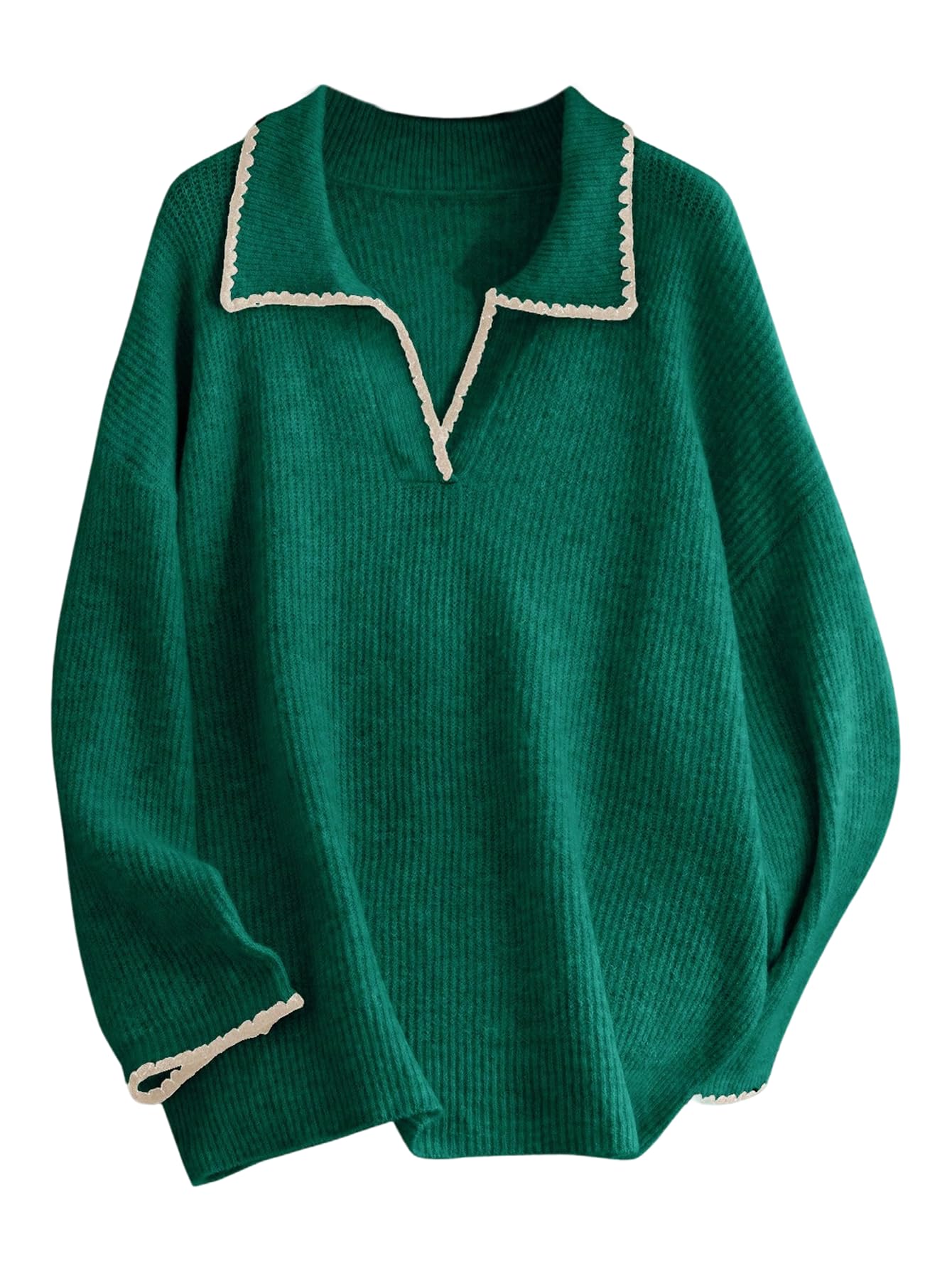 SHENHE Womens Plus Size Long Sleeve Collared Sweater Pullover Soft Knit Fall Casual Sweater