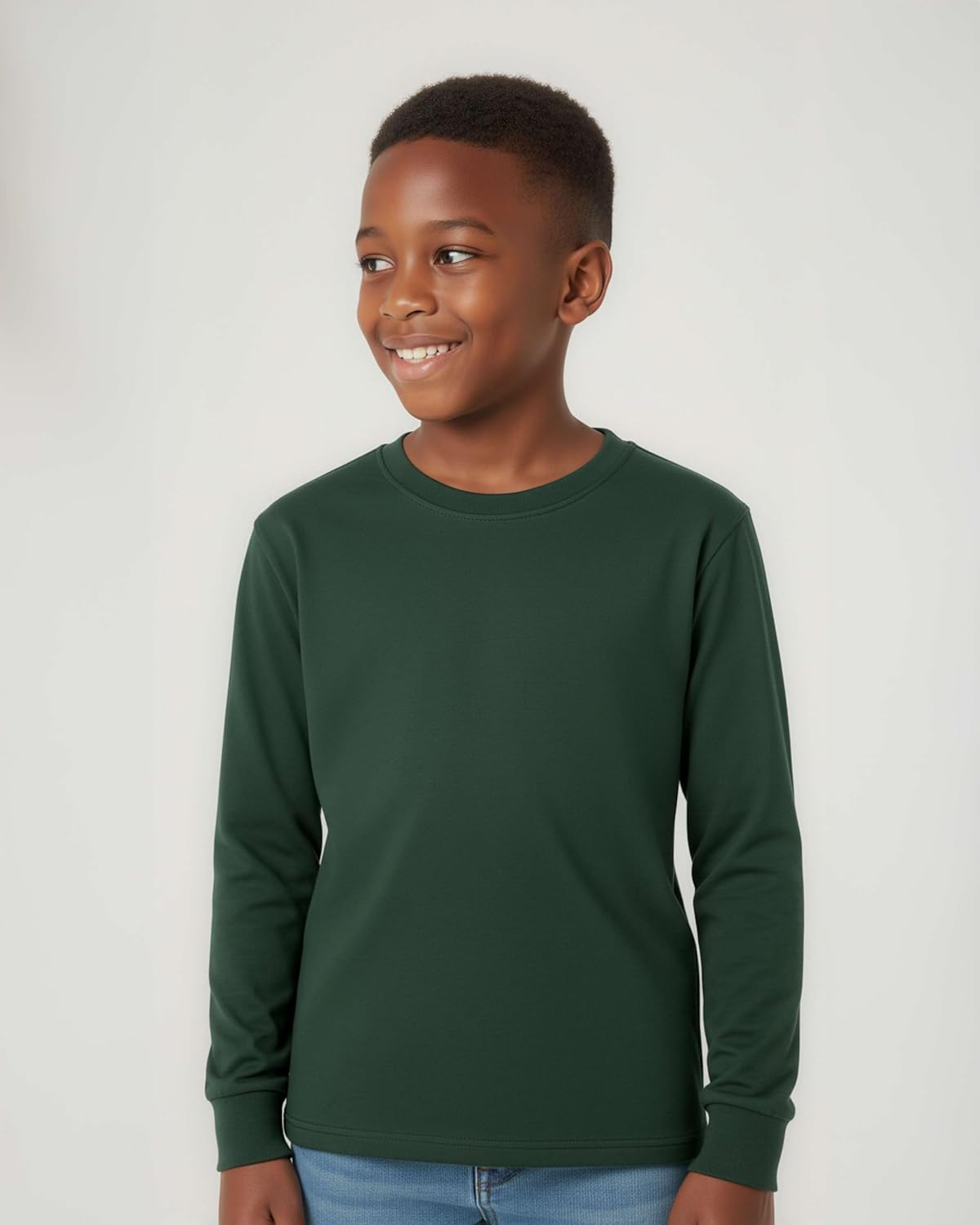 Real Essentials 5 Pack: Boys' Cotton Jersey Long Sleeve T-Shirt Uniform Kids Crew Neck Tee Top - Image 2