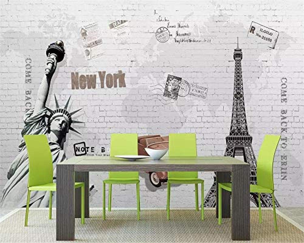 Muro di mattoni Torre di Parigi Dea della libertà Serie creativa Stampa HD Stampa artistica Pittura Carta da parati fotomurali poster murale Soggiorno camera letto minimalista tv sfondo-250cm×170cm