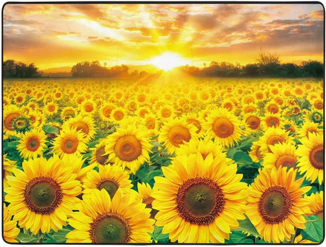 ひまわり柄 ラグマット ブランケット ヴィンテージ おしゃれ ゴブラン