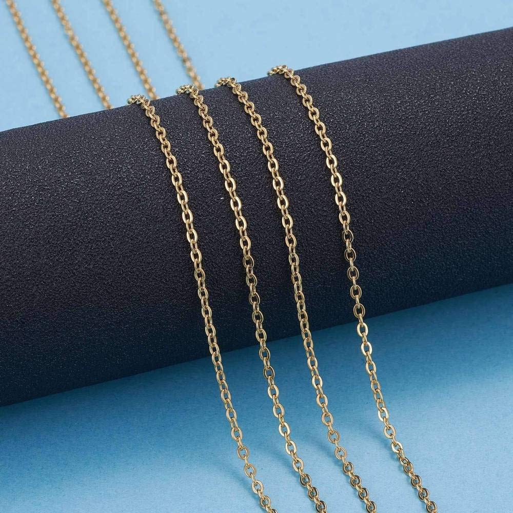 Clotiry 32.8 Feet Stainless Steel Flat Oval Twisted Chains 10 M Golden Cable Chains with Spool for DIY Jewellery Making Necklace Bracelet Crafts - Image 4