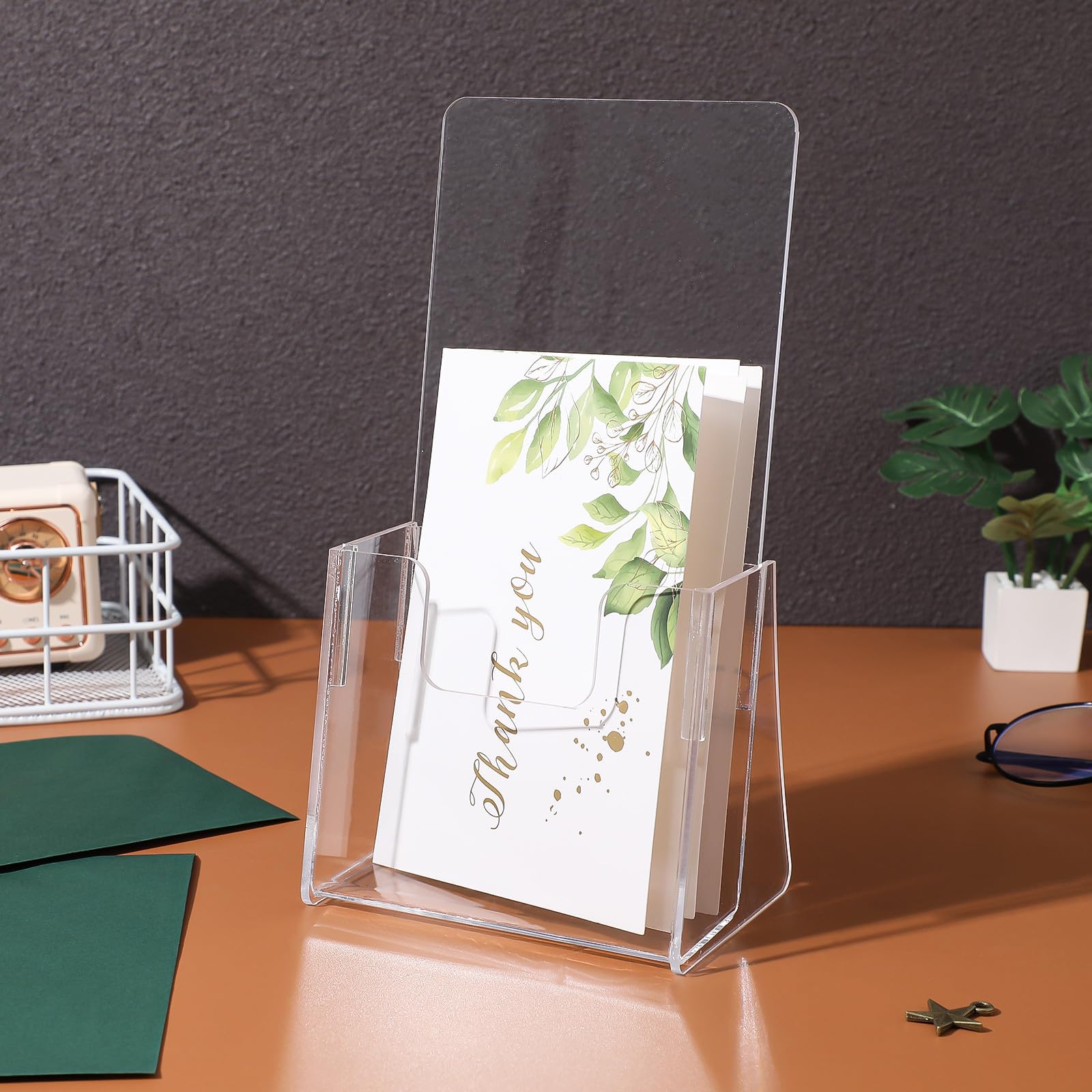 Veemoon Support en Acrylique Lot de 2 Porte-Brochures 20,8X11,1X8,2 CM Organiseur de Table pour Brochures et Magazines Adapté aux Espaces Professionnels
