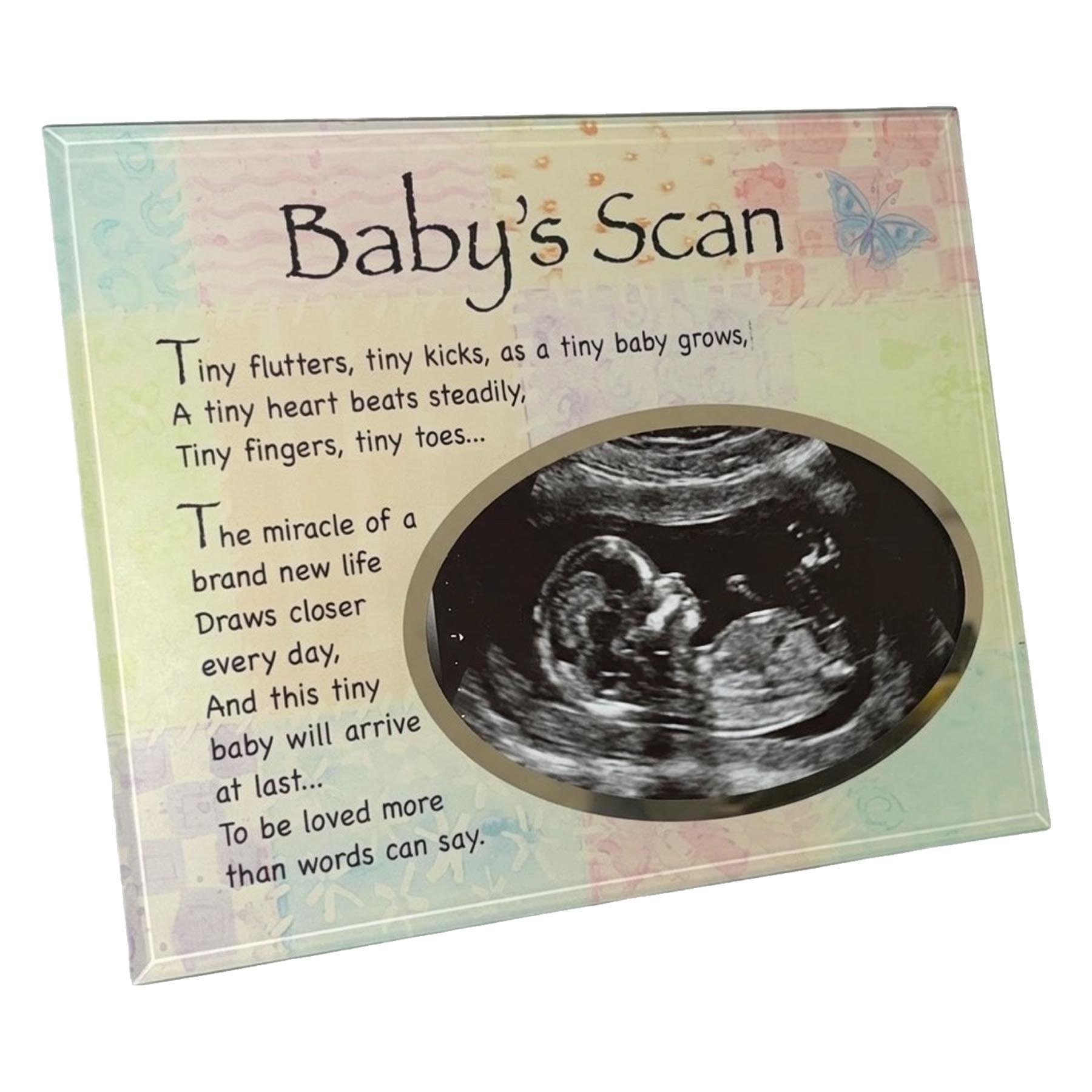 Widdle Gifts Multicolour Baby's Scan Glass Photo Frame With Wording And Colour Detail, Holds Photo 14Cm X 9Cm - 8740