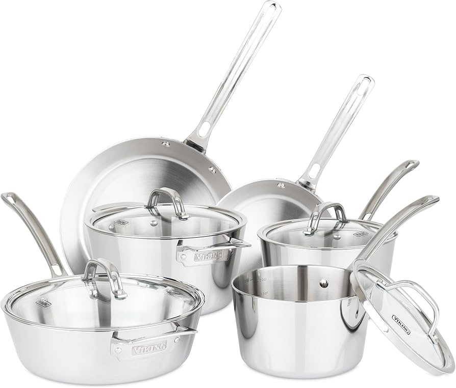 Amazon.com: Viking Contemporary 3 Ply Mirror 10 Piece Cookware Set