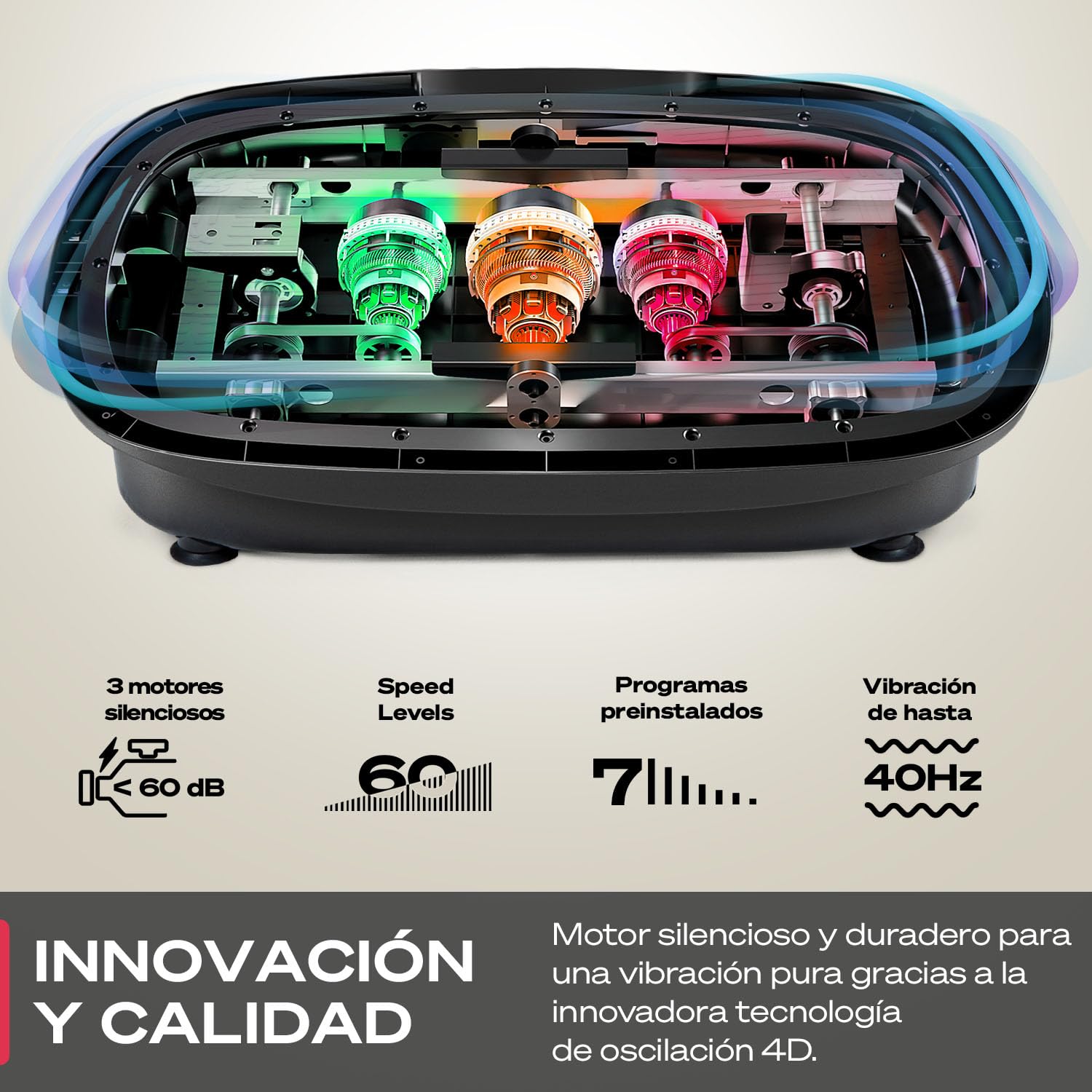 Sportstech - VP500 Plataforma Vibratoria, 4D Premium Plataforma Vibraciãn Muscular, Smart Plataforma Vibratoria Fitness con Digital Touch Integrado, Accionado por 3 Motores, 60 Niveles de Velocidad