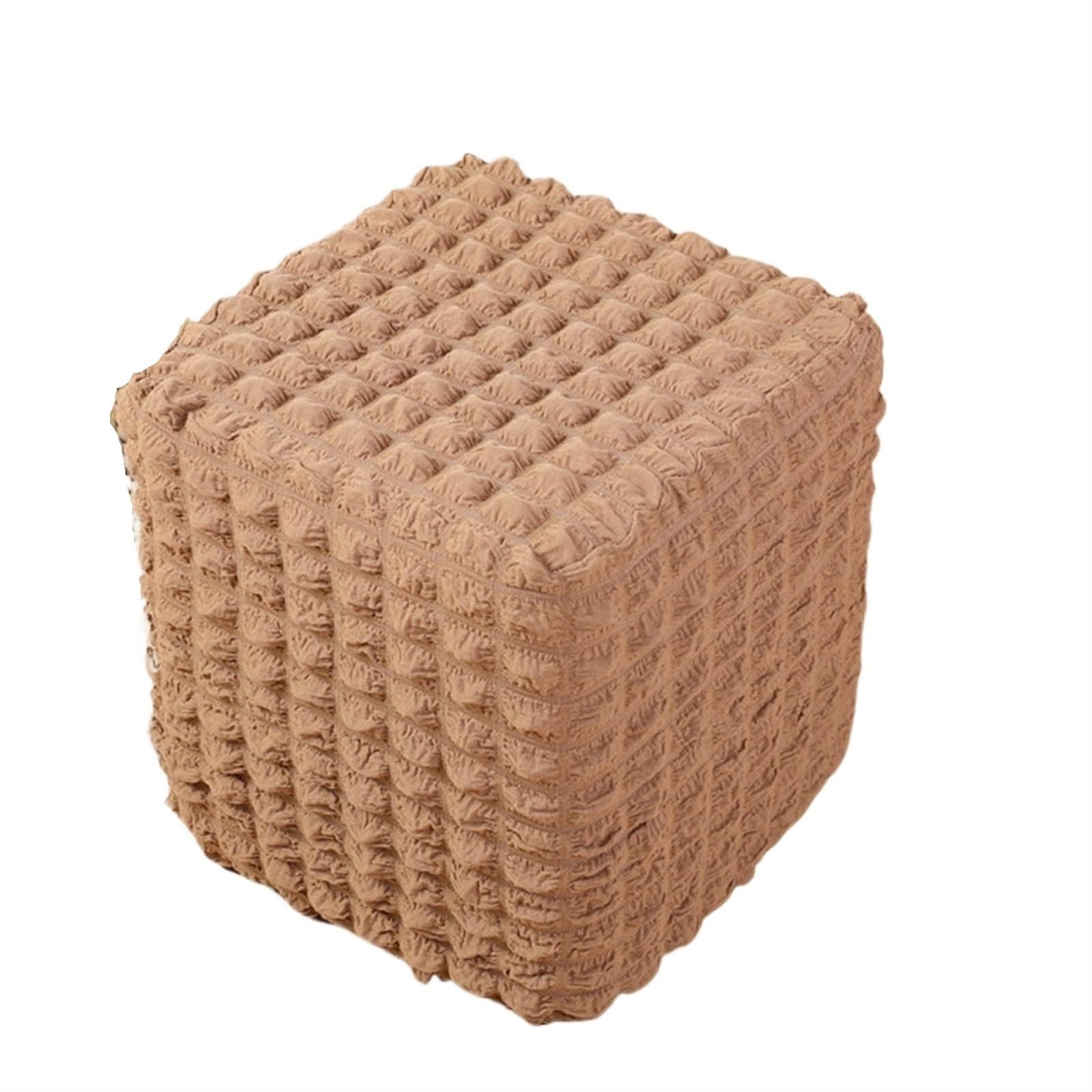 YXINAER Foot Stool Cover Elastic Ottoman Slipcover, Square Removable Footstool Footrest Cover for Office And Home(Light Coffee)