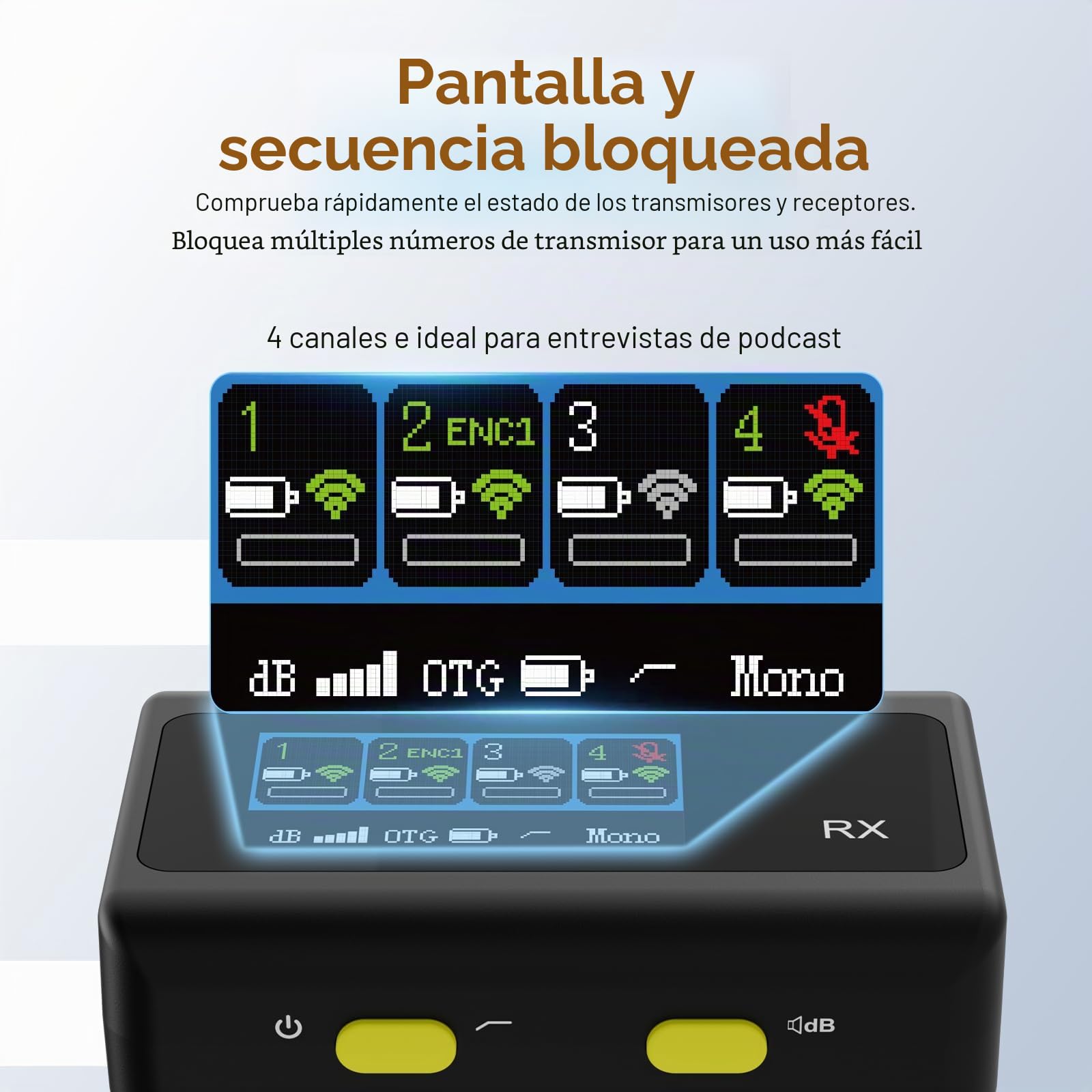SVBONY SVMic D4 Micrófono Solapa 4 Pers para Videos Grupales y Entrevistas | Compatible con iPhone Android Cámara, Pista de Seguridad, Alcance 200m, Reducción Ruido 2 Niveles, Soporte Magnético