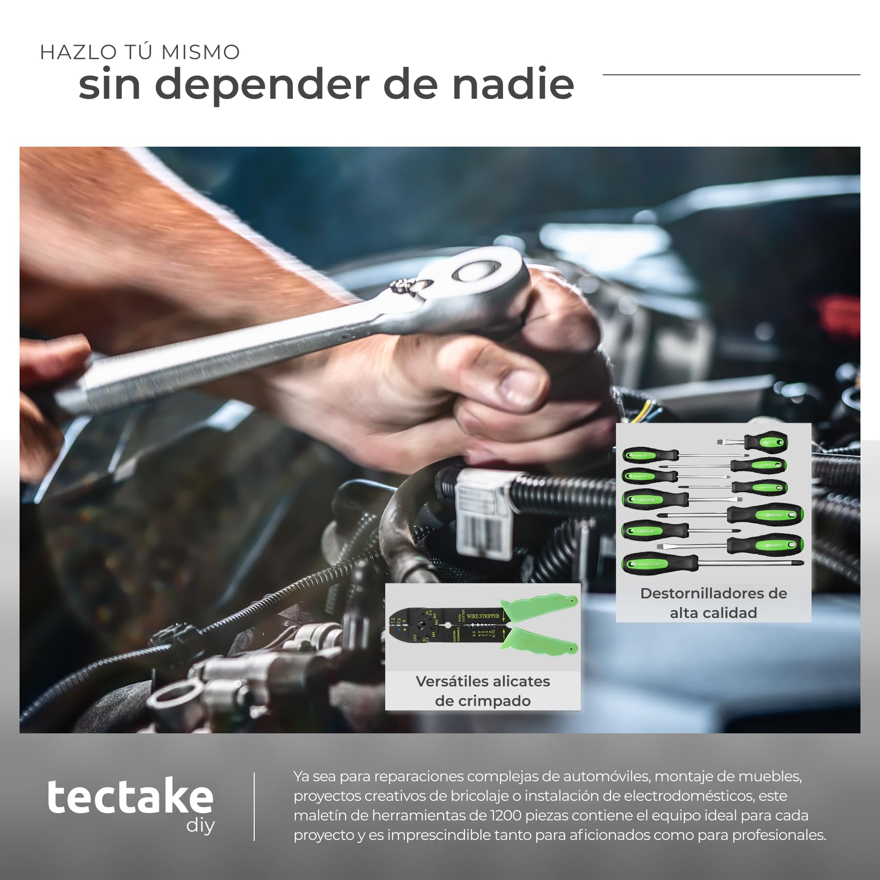 tectake® Maletín Herramientas Profesional con 1200 Piezas, Carro Herramientas con Asa Telescópica, Caja Herramientas Completa con 4 Niveles, Carro de Herramientas Taller Mecánico, Bricolaje - negro