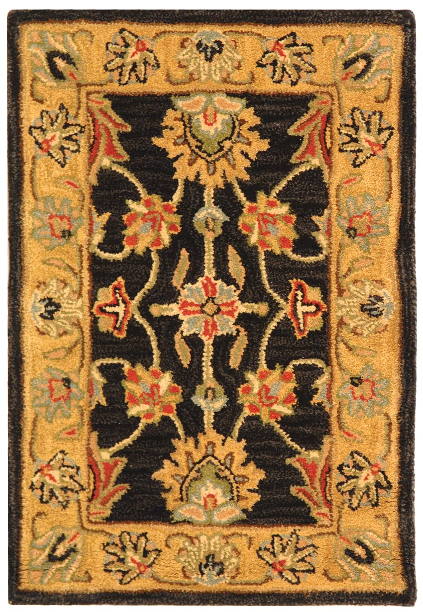 SAFAVIEH Heritage Collection 2'3" x 4' Charcoal / Gold HG343E Handmade Traditional Oriental Premium Wool Accent Rug