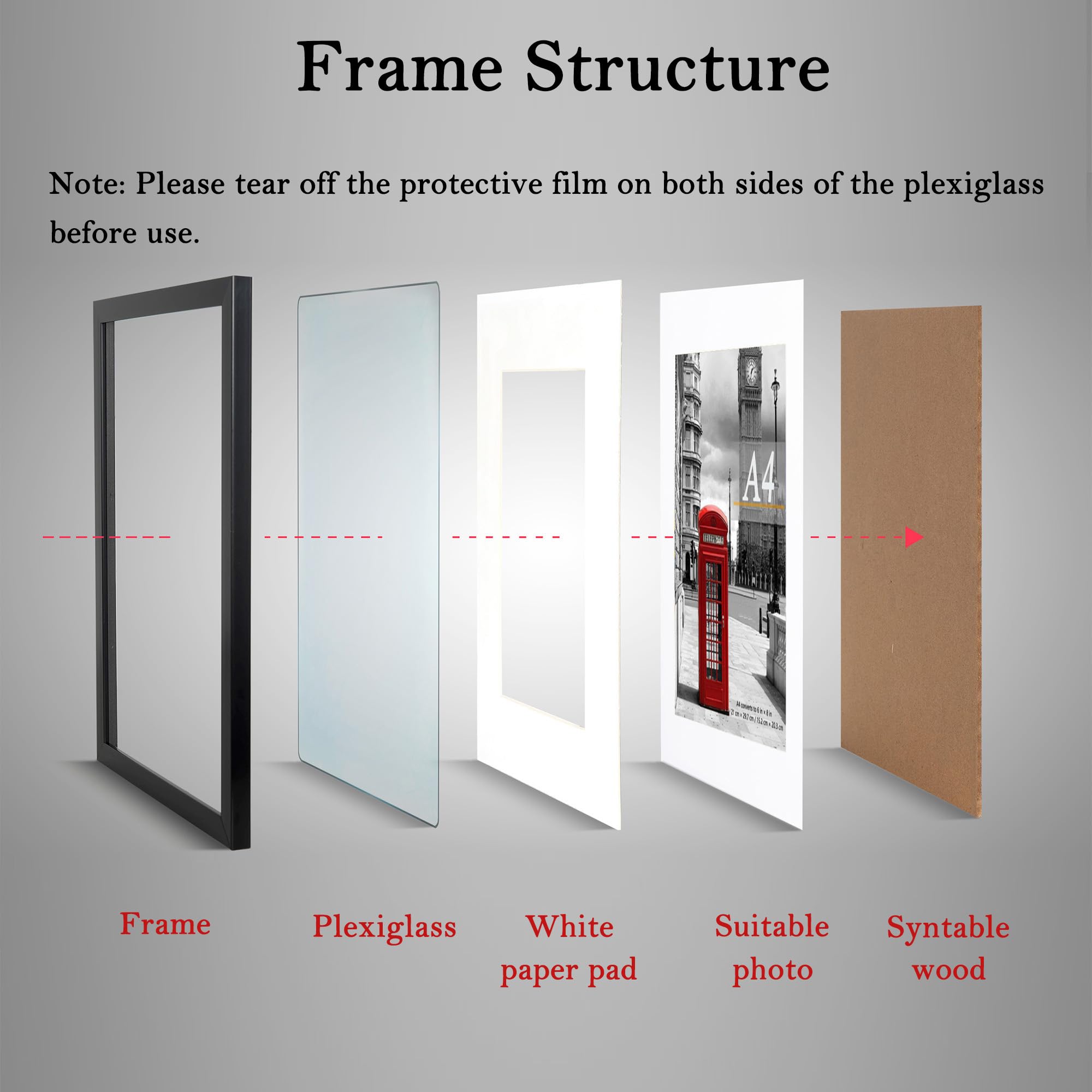 A4 Picture Frame 1Pack, A4 Black Picture Frames 21 X 29,7 cm,Freestanding and Wall Mountable, A4-1P - Image 3