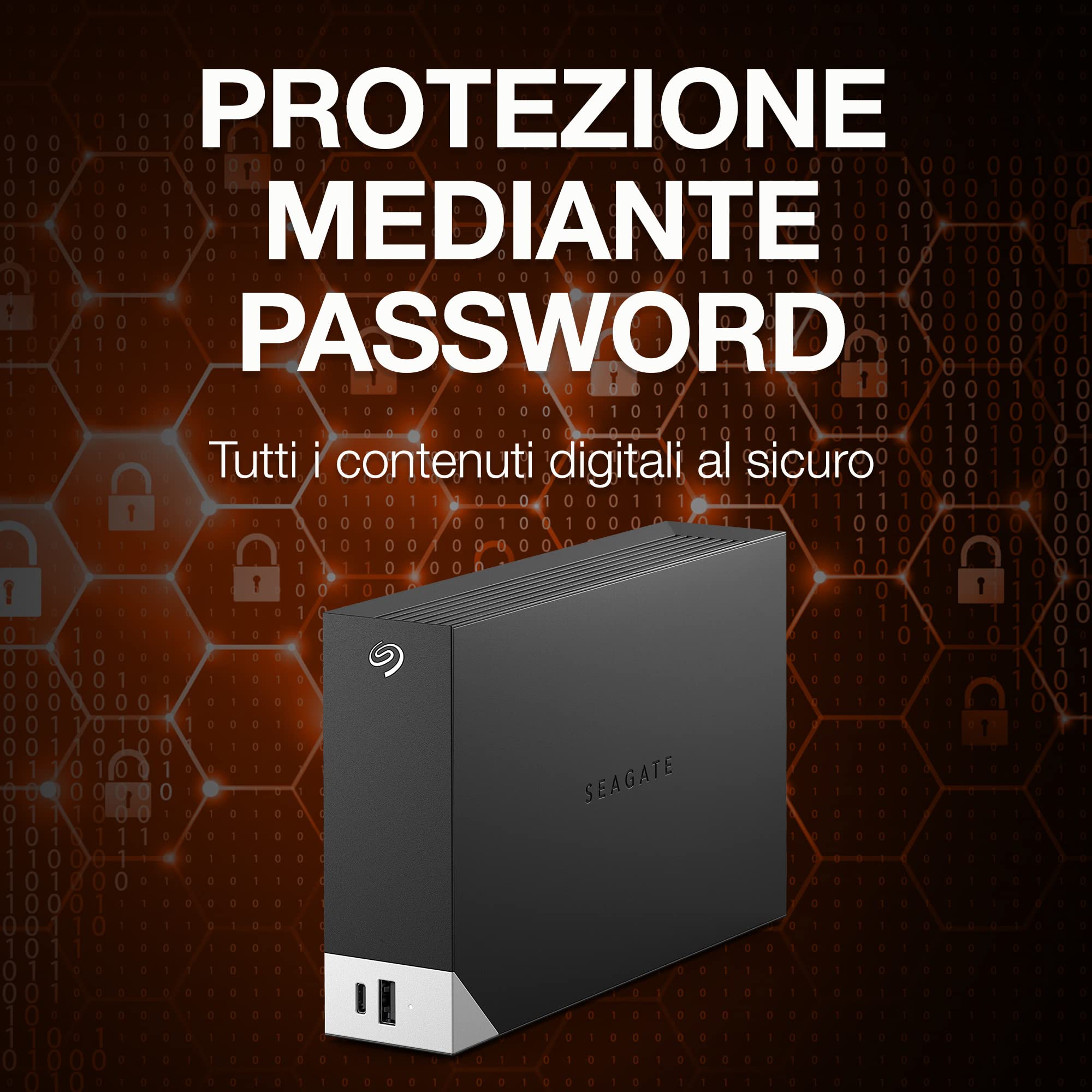 Seagate One Touch Hub 8TB, Hard disk esterno, per pc, PC Portatili e Mac, USB-C, USB 3.0, 1 Anni Mylio, Data Rescue Service (STLC8000400)