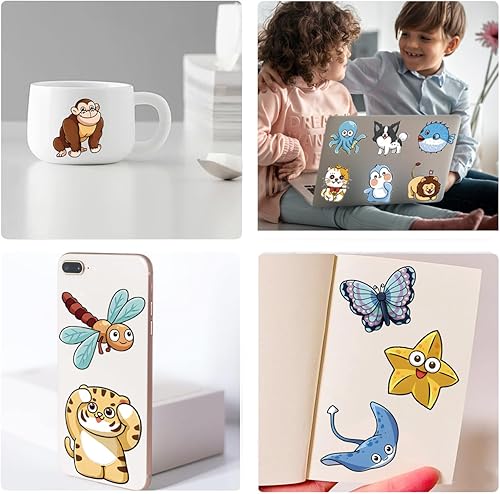 Miniatura 7 de KAZJDKLL Paquete de 305 calcomanías de animales lindos para niños, calcomanías de botellas de agua, calcomanías de vinilo impermeables para laptop,