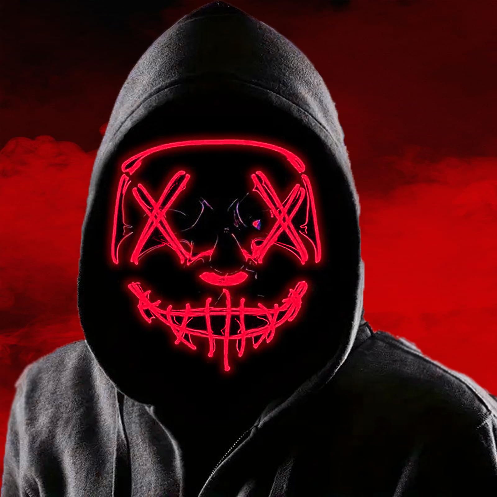 Boolavard Halloween Mask LED Light up Mask for Festival Cosplay Halloween Costume Masquerade Parties, Carnival, Gifts