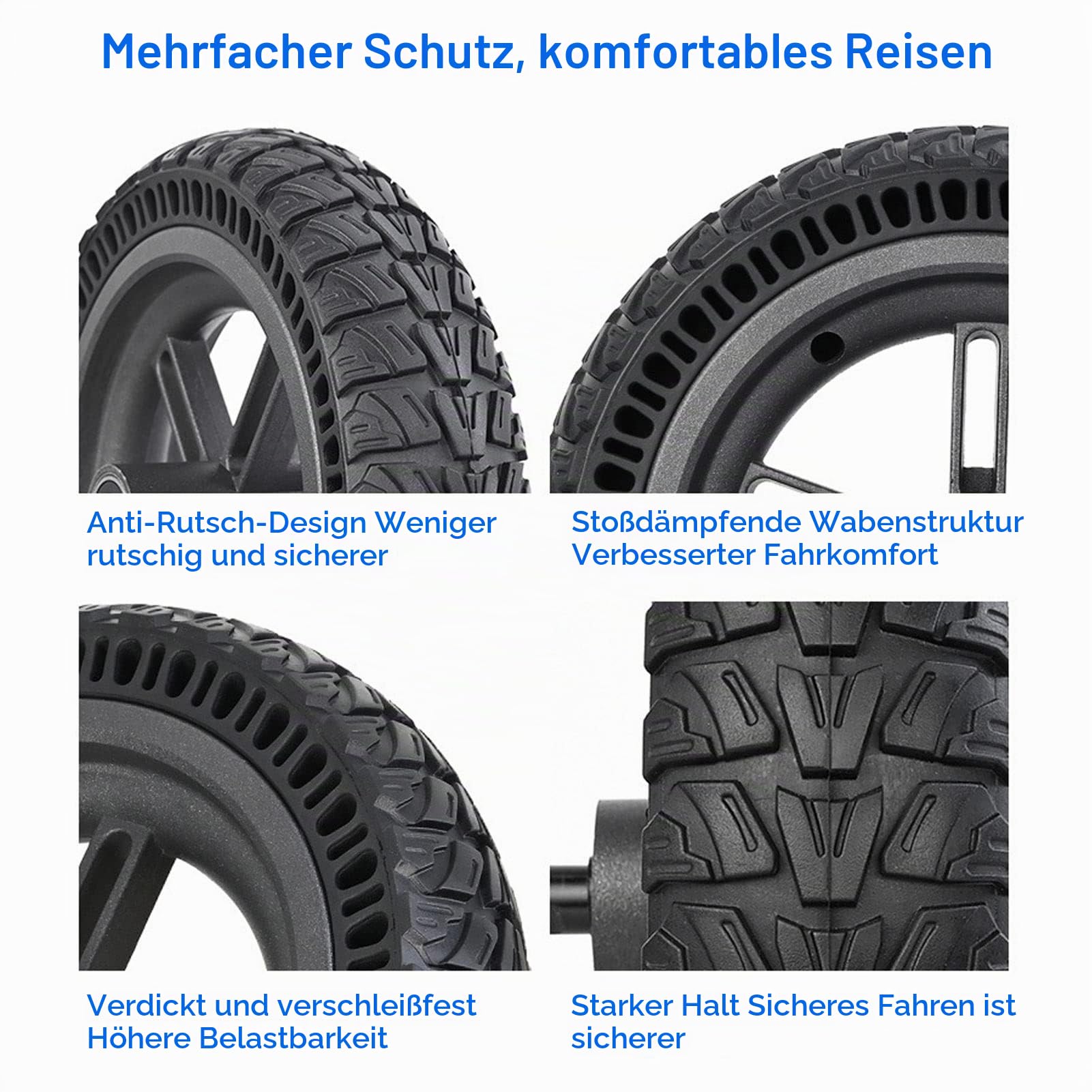 BuyWeek Elektroroller Hinterrad für Xiaomi M365 1S Lite Series, 8,5 Zoll E-Scooter Hinterradreifen Stoßfest Rutschfest E-Roller Hinterrad Solid Reifen Ersatz