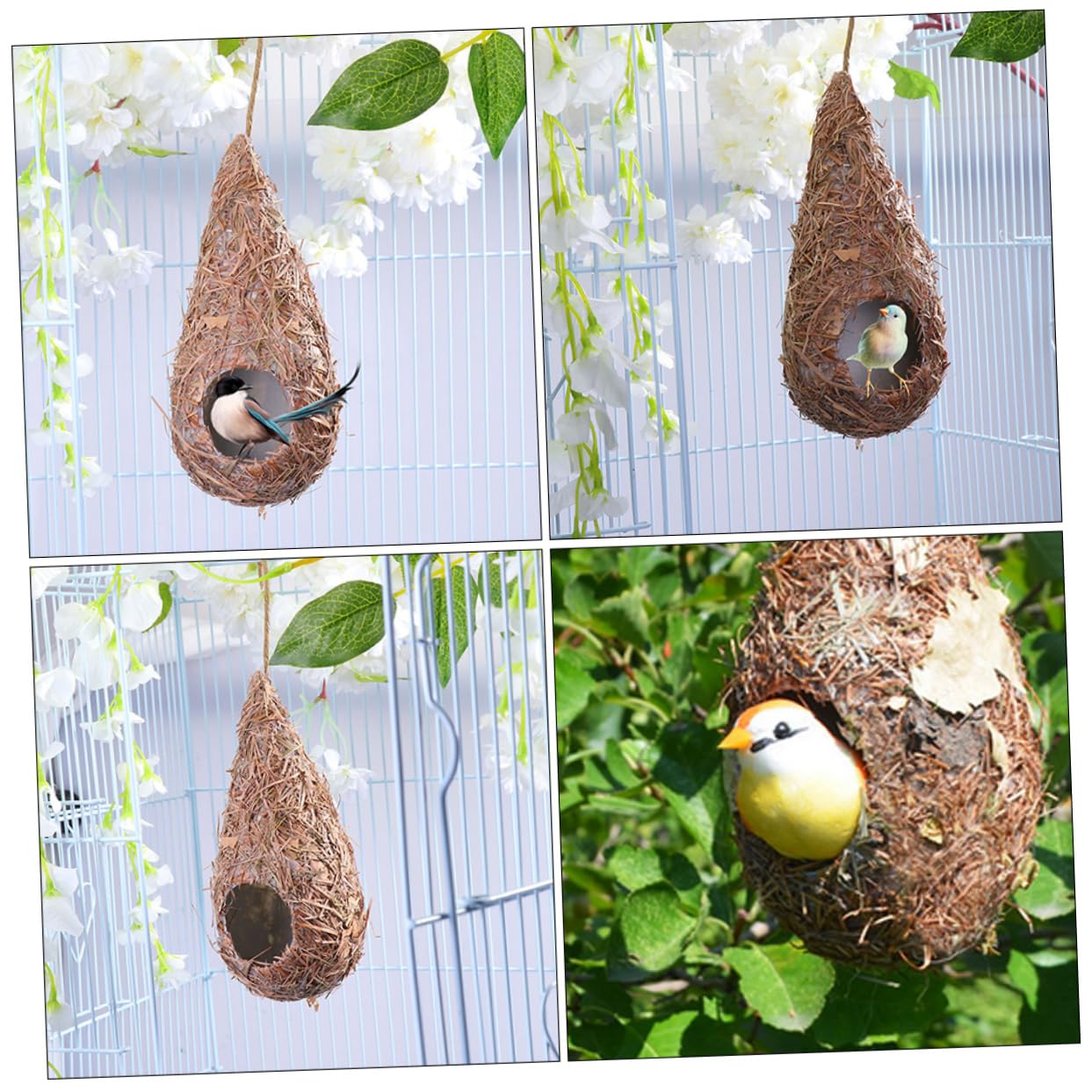 5piezas Nido De Pájaros De Tejida Casa Colgante Natural para Jardín Decoración para Aficionados Las Aves Naturaleza
