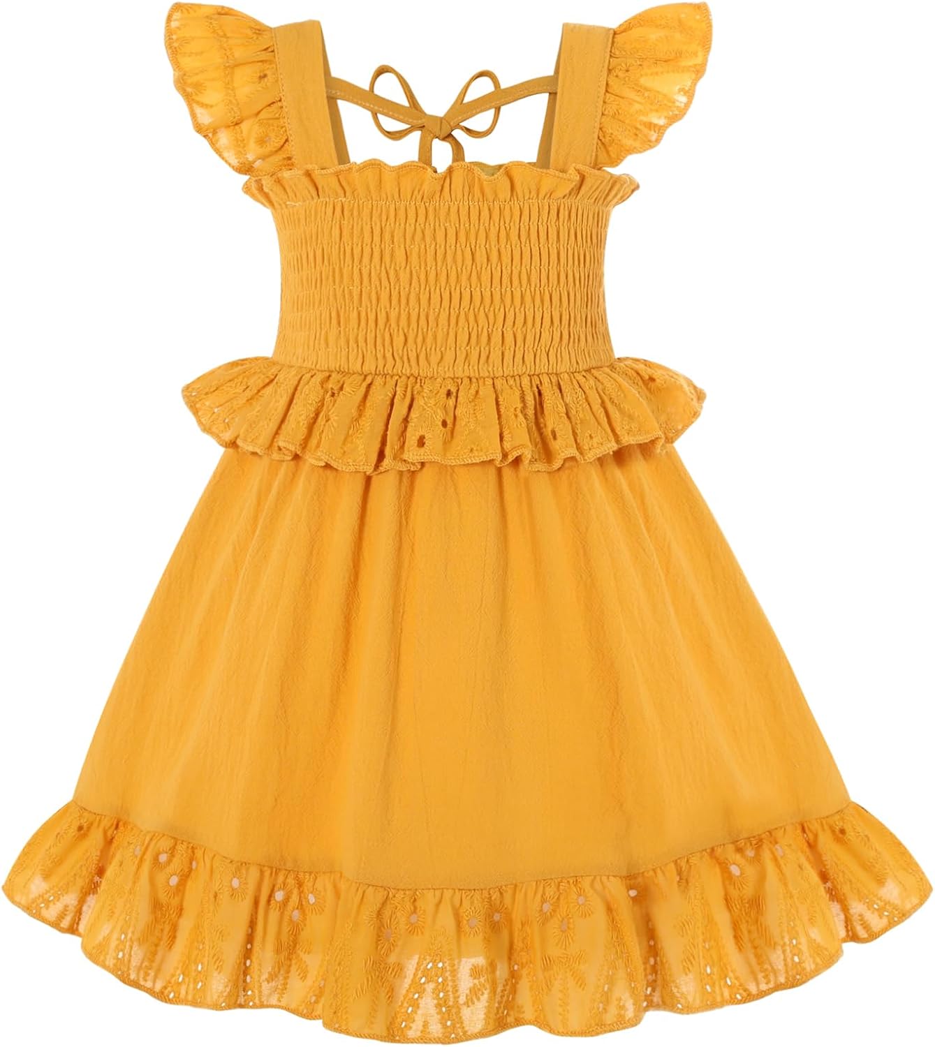 YOUNGER TREE Toddler Dress Baby Girls Cotton Ruffle Sleeveless Summer Dresses Kids Boho Beach Casual Sundress