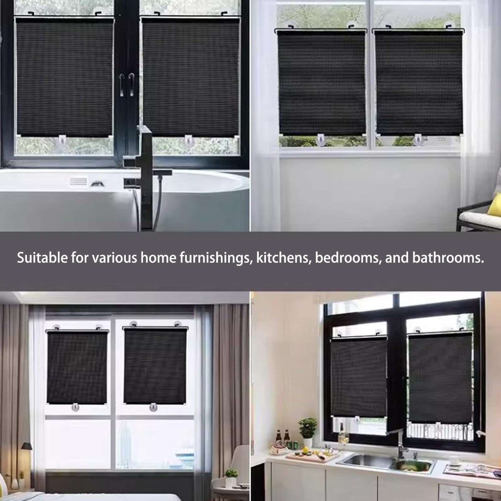 Verdunkelungsrollo mit Saugnapf,Thermo Dachfenster Rollo | Einziehbarer Balkon-sonnenschutzrollo,Sichtschutz Hitzeschutz-Rollos Für Balkon,Büro,Auto(68x125cm)
