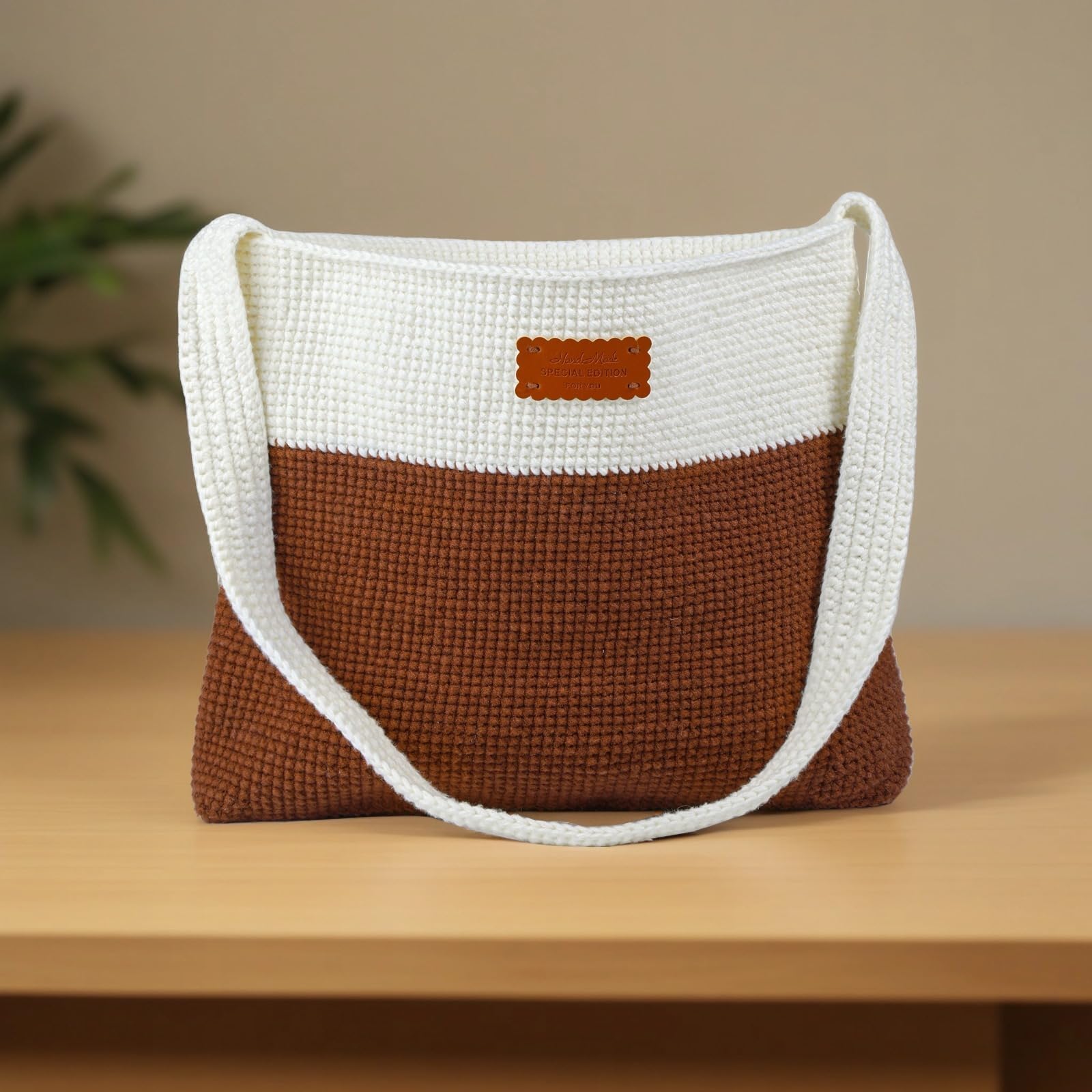 Kit de crochet à faire soi-même bicolore avec fil, crochets et motif facile