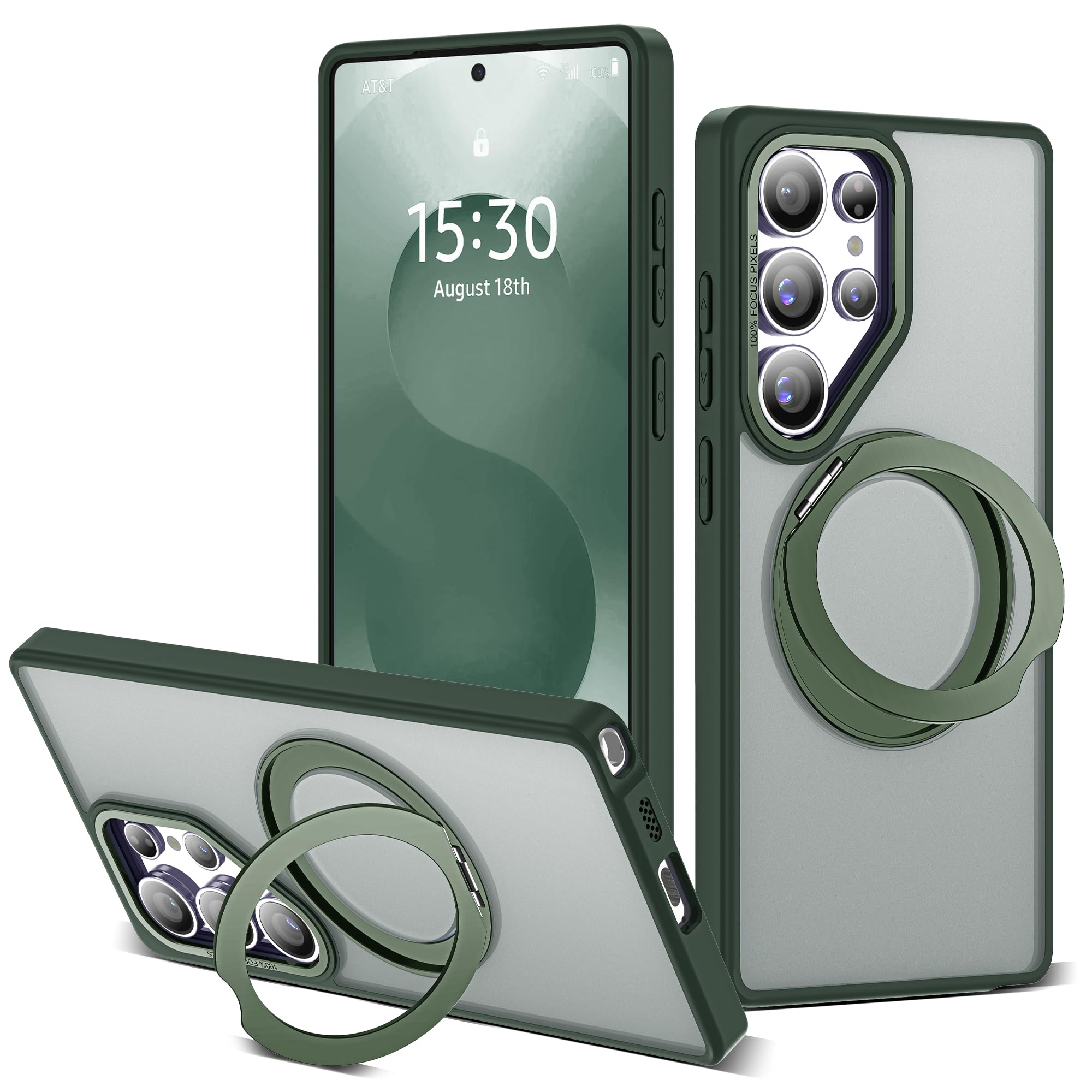 for Samsung Galaxy S25 Ultra Case with 360° Spin Stand,Dark Green