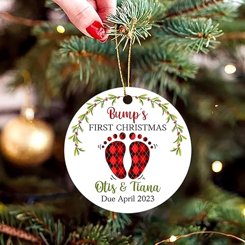 Vista 39 de Adornos de Navidad, adorno de árbol de Navidad de camión rojo, adorno de Navidad personalizado de camión rojo, adorno de Navidad de Feliz Navidad