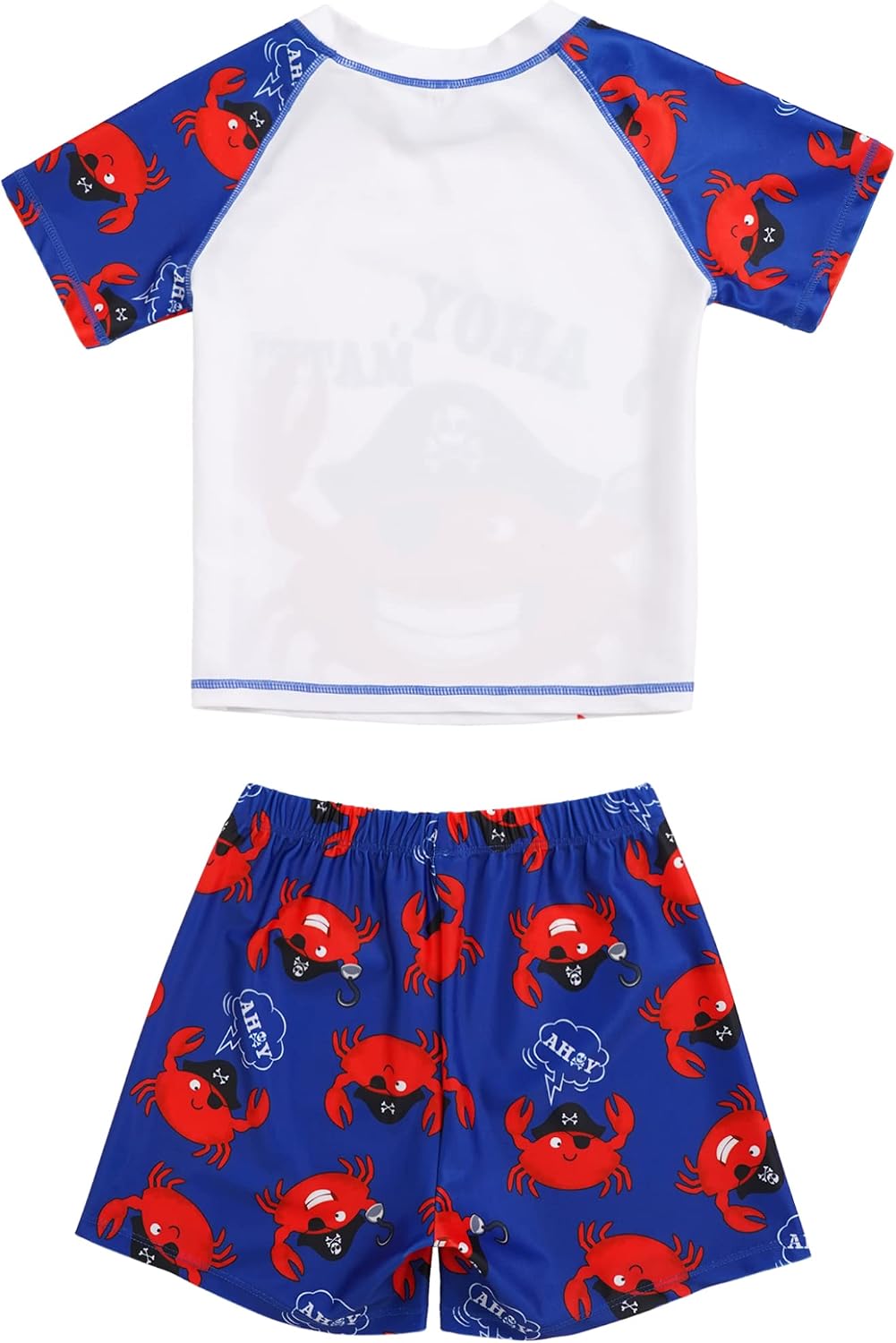 Kids Boys 2 Piece Swimsuit Short Sleeve Rash Guard Swim Shirt and Trunks Swimwear Set Bathing Suit