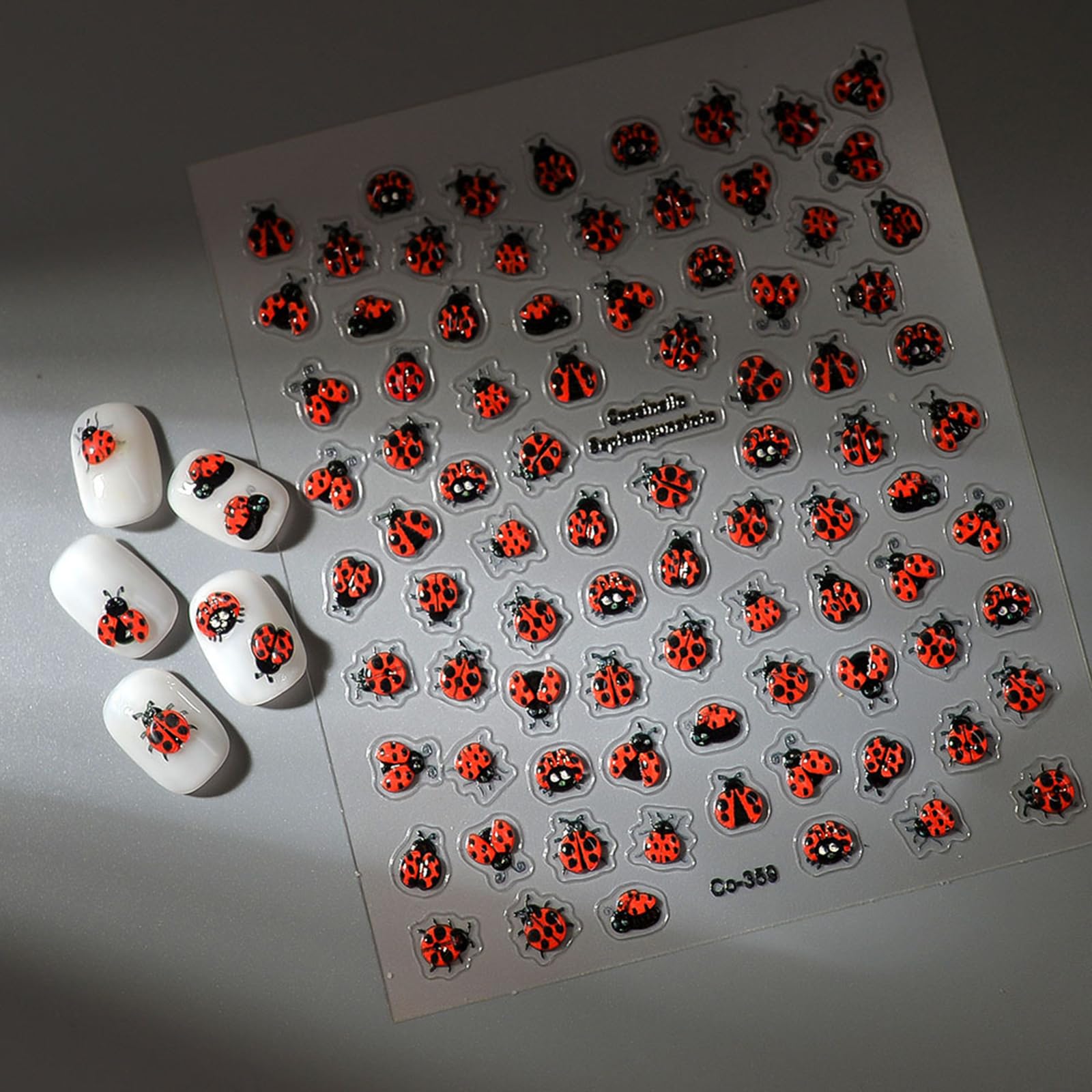 Ladybug Nail Art Stickers 5D Embossed Self-Adhesive Nail Decals Mixed Design Ladybug Nail Sticker Cute Spring Summer Insect Nail Art Accessories