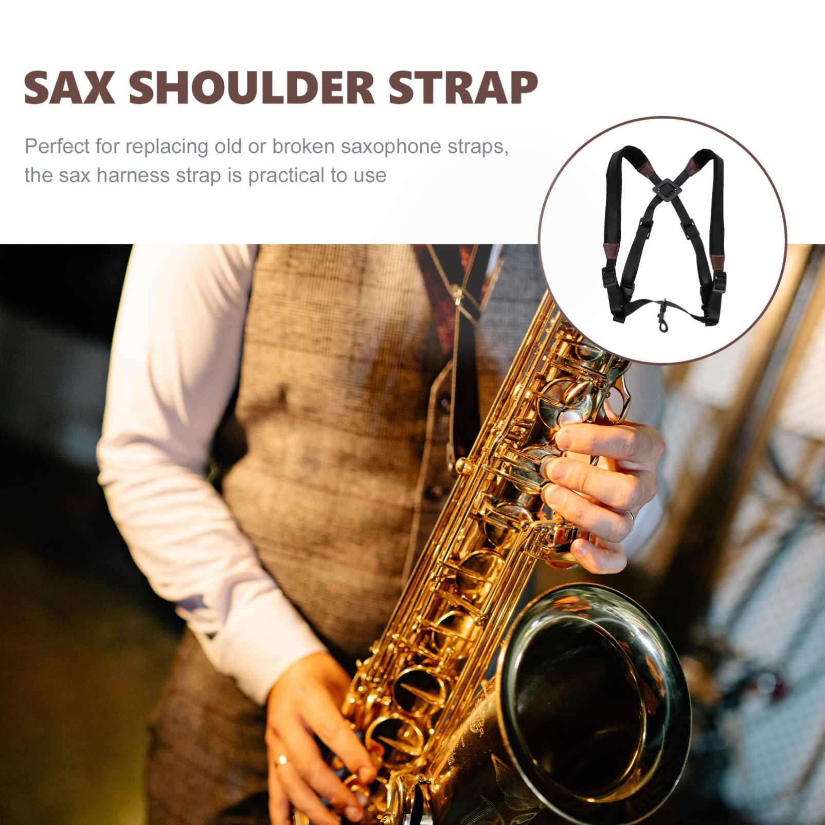 LIFKOME Saxophone Harness Strap Comfortable Chest Strap for and Tenor Saxophones Durable and Lightweight Design Replacement for Old Straps
