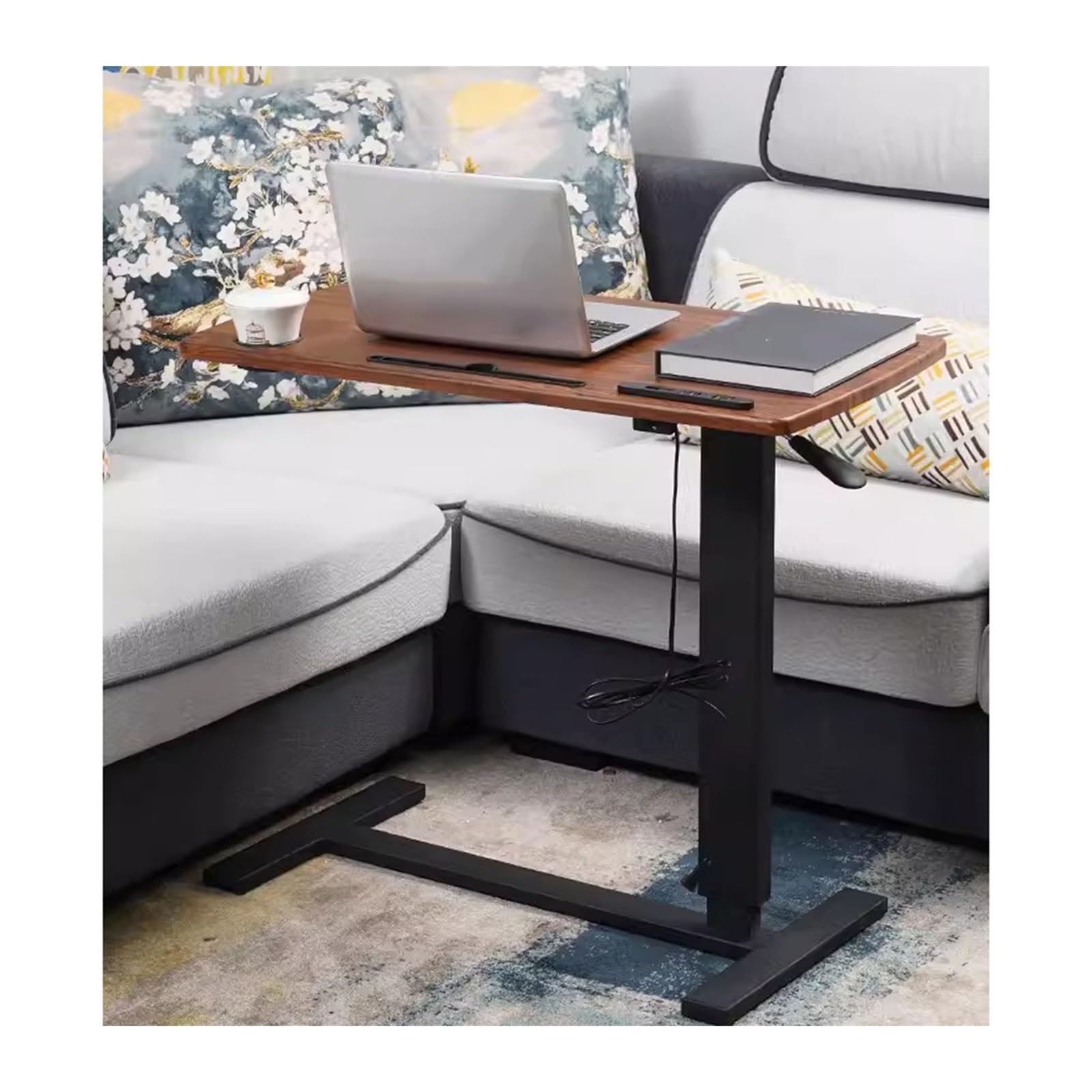 Verstellbarer Computertisch aus Massivholz mit Rollen, faltbarer und anhebender Laptoptisch für Bett und Sofa
