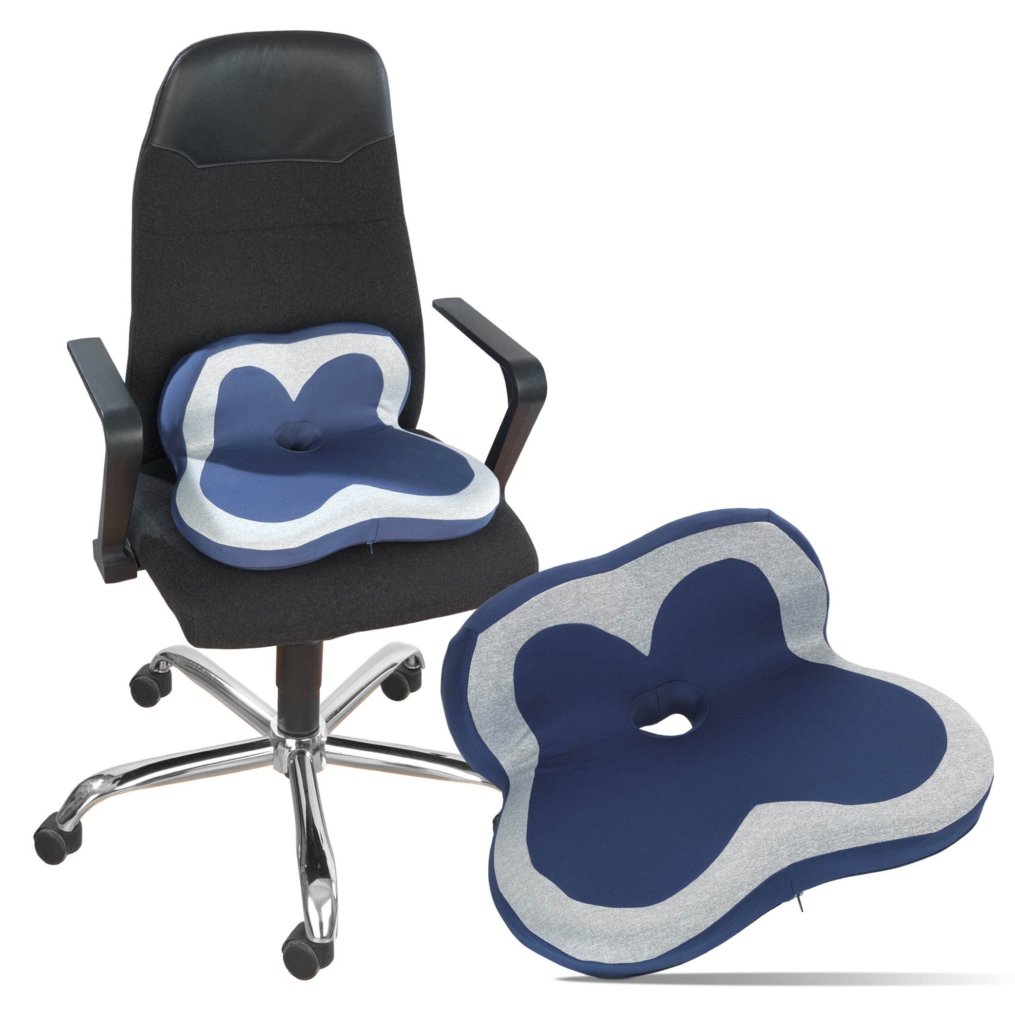 Maximex 9939770500 Cojín Ergonómico para Asiento Y Lumbar, Azul
