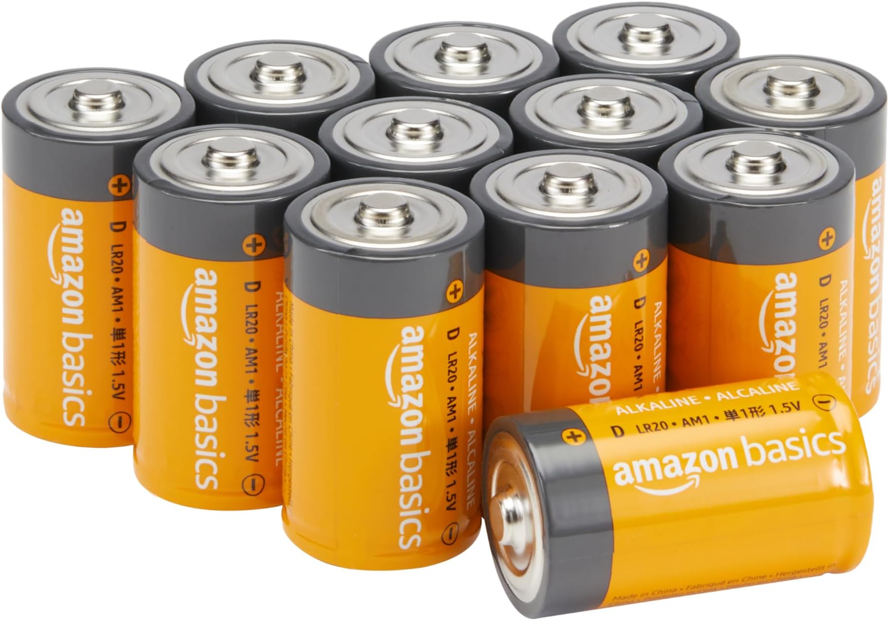 Amazon Basics 12 Pack D Cell All-Purpose Alkaline Batteries, Easy to Open Value Pack