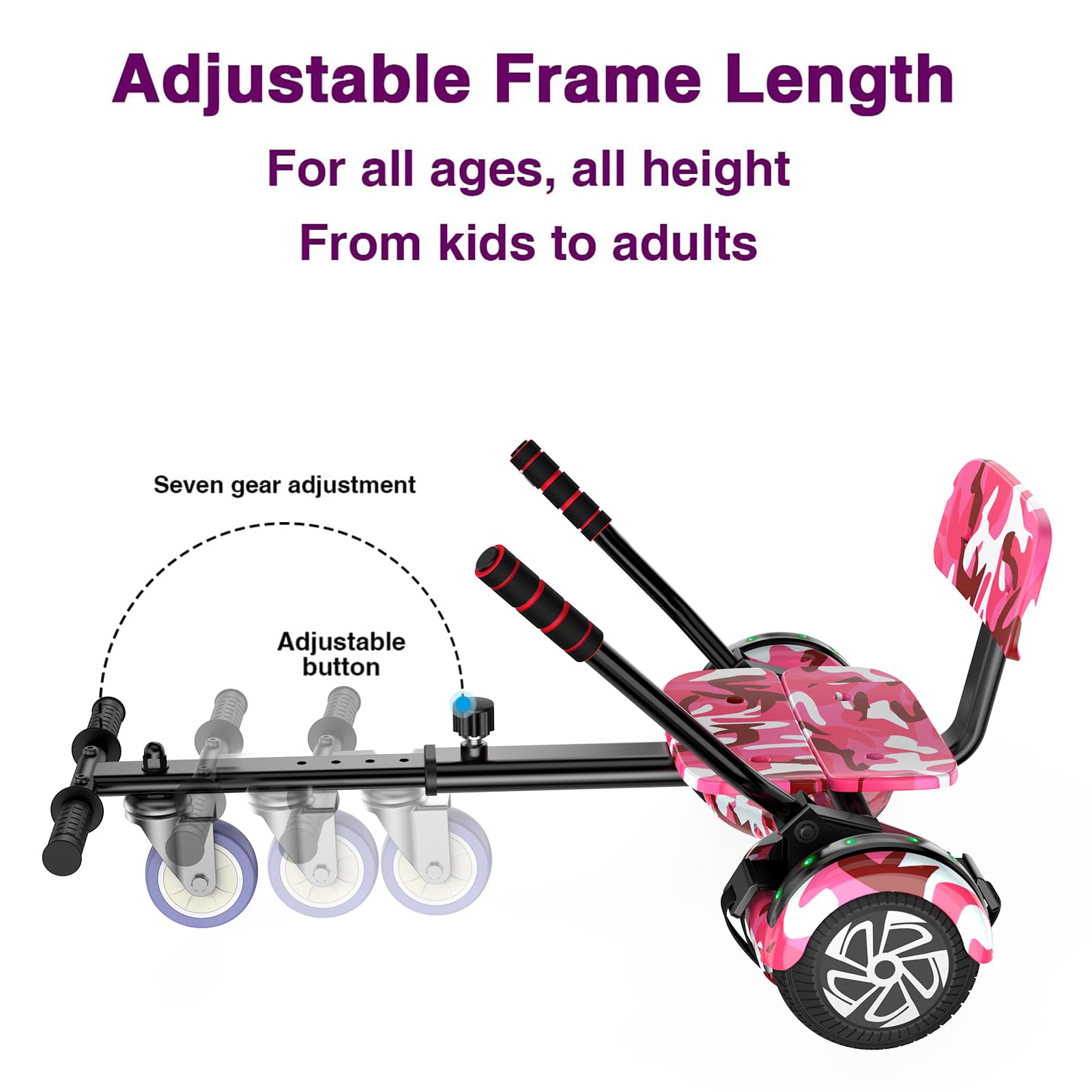 Hoverboards for Children, 6.5 Inch Self-Balancing Hoverboard with Go-kart and LED Lights, Bluetooth Speaker, Gift for Children
