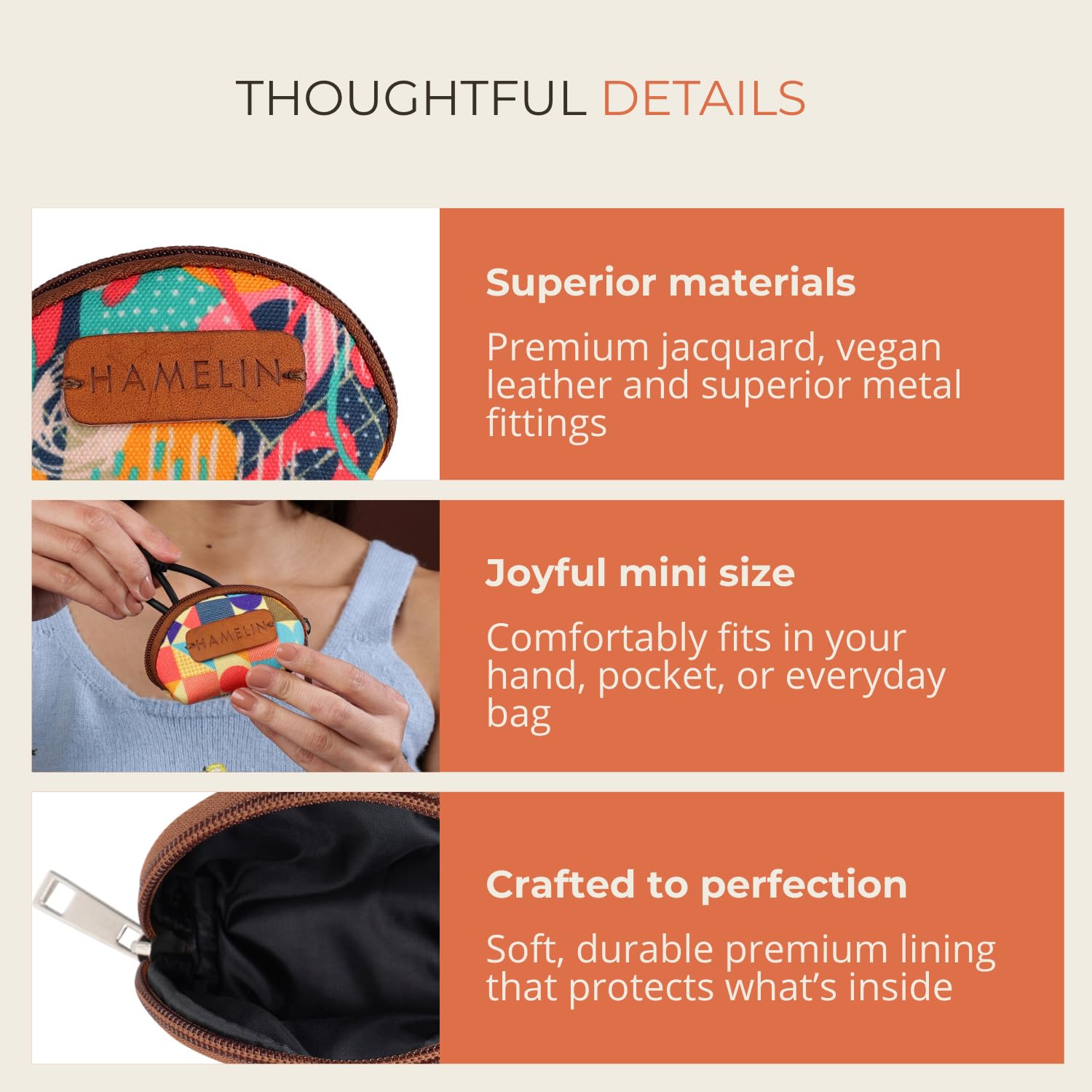 Hamelin Mini Travel Pouch Coin Pouch| Coin Purse | Small Purse for Women | Earphone Pouch for Girls | Mini Case for Women | Coin Purse (Set of Two -Rainbow)| Rakhi Gift for Sister 1