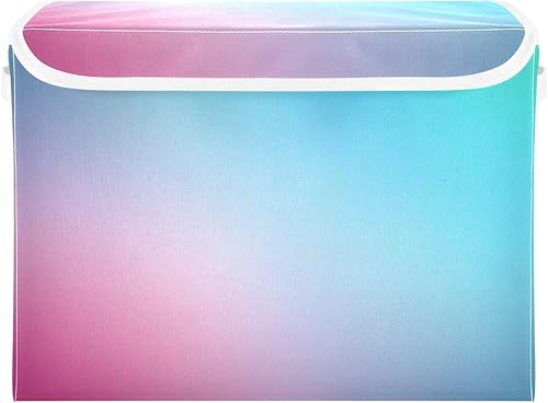 GAIGEO Contenedores de tela azul degradado verde azulado, contenedores organizadores de armario con tapas, organizadores y almacenamiento,