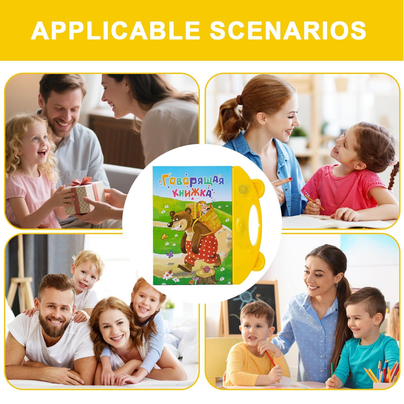 Libro Parlante Russo Per Bambini, Libro Audio Vocabolario Russo, Giocattoli Educativi per Principianti Ragazze e Ragazzi Prescolare Istruzione Domiciliare Aula Casa Appassionati di Lingue e
