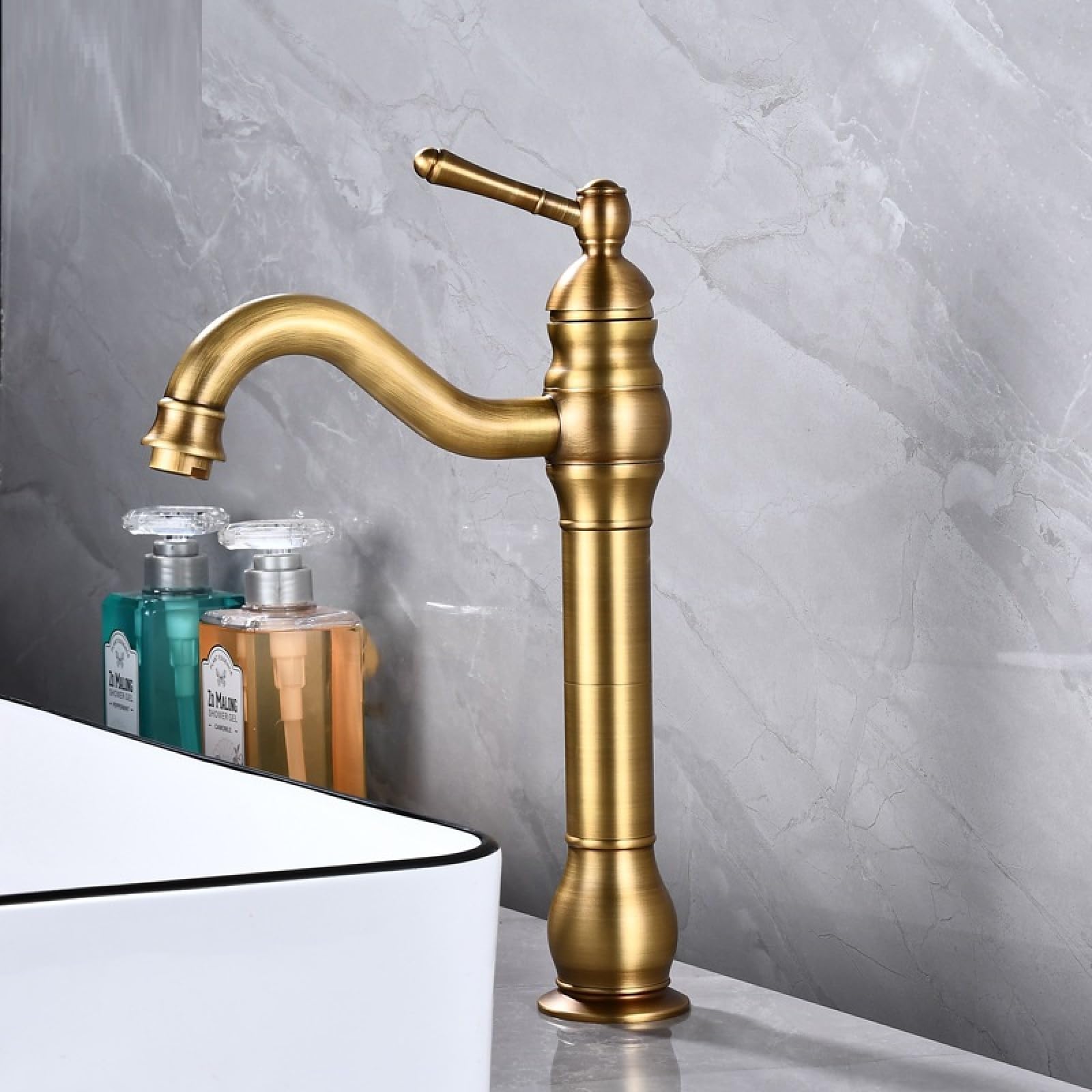 Fanjubei Imitating Ancient Styles Kitchen, Bathroom, Brass Hot And Cold Water Faucets, Antique-Style