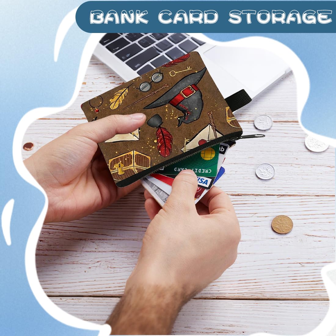 Harry Porte Monnaie Enfant, Porte Monnaie en Toile, Wizard Monnaie Porte, Mini Portefeuille, Porte Monnaie pour Cartes de crédit, Cartes d'identité, clés, écouteurs