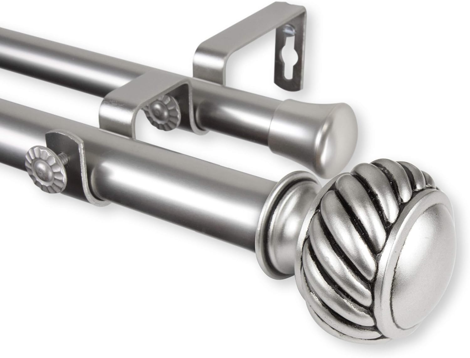 Rod Desyne 100-46-1605-D 1" Baldir Double Curtain Rod, 160-240", Satin Nickel