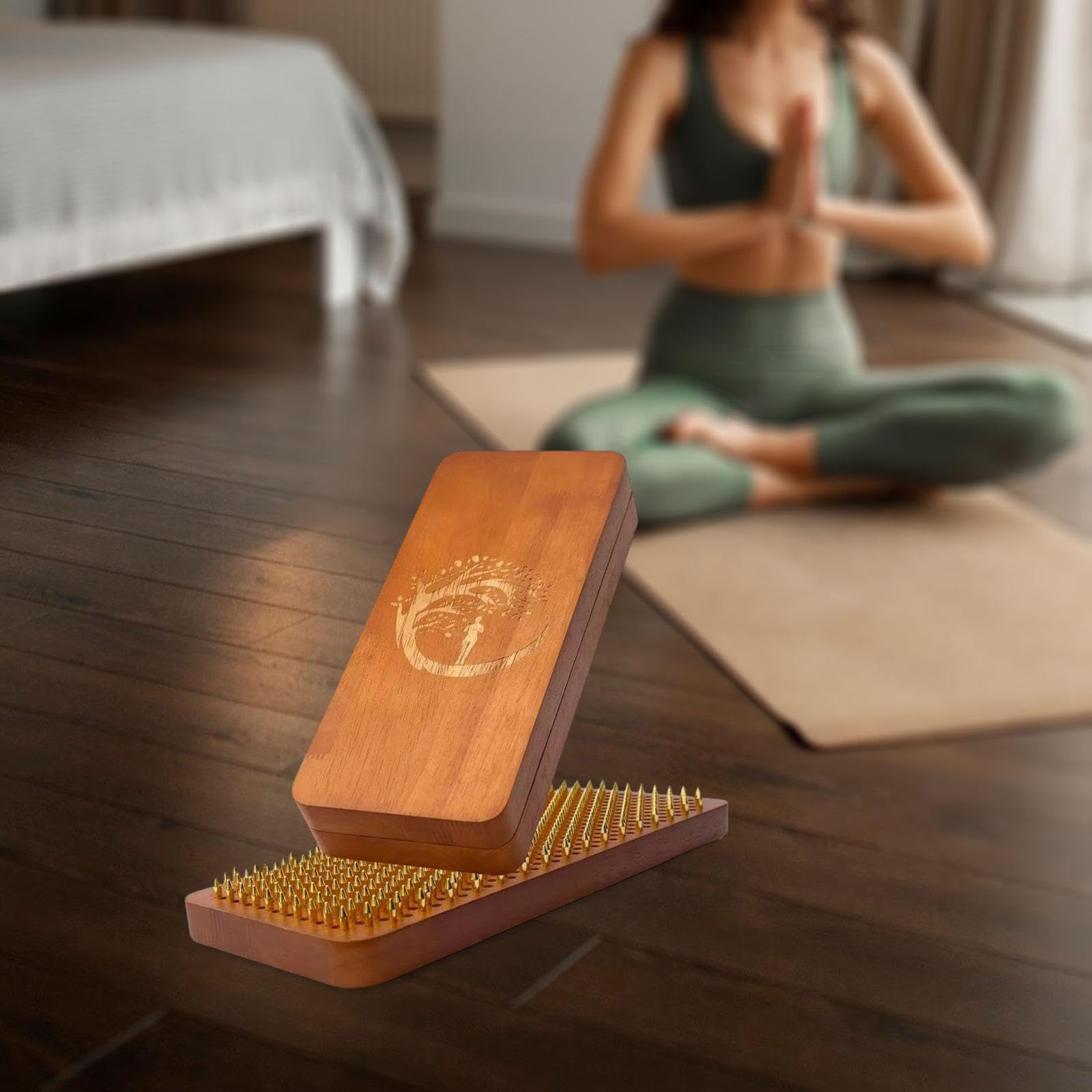 Planche de en Bois avec Clous, 2 pièces, pour acupression et méditation, 32 x 13 x 4 cm, Facile à Transporter, idéale pour la Maison, la