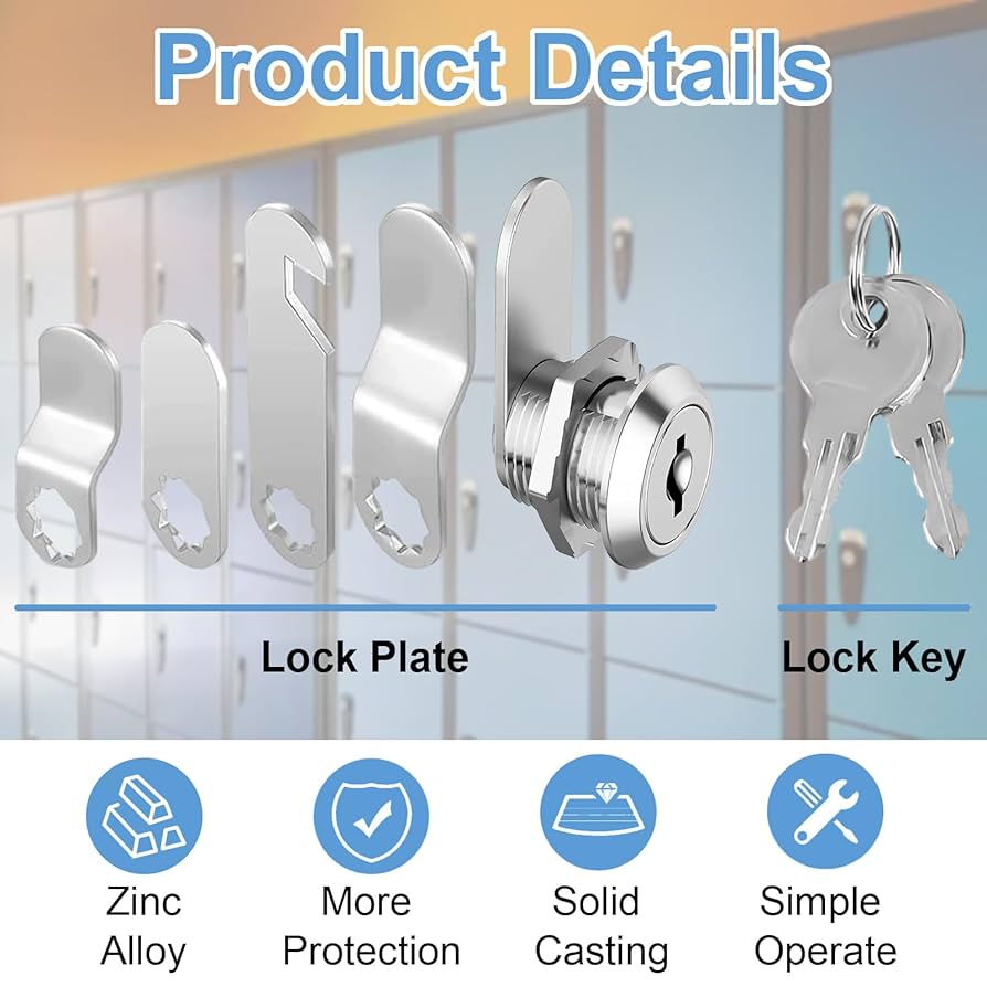 Letter Box Lock 16 Mm With 5 Keys And 5 Different Lock Plates, Cabinet Lock, Letter Box Lock, Lever Lock Furniture Lock For Cupboard, Cabinet Doors