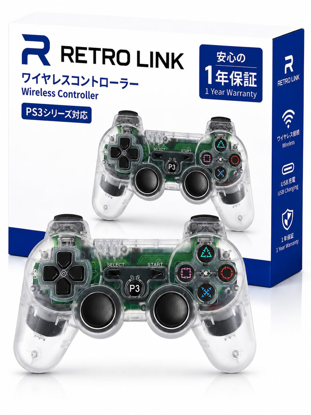 【純正同等レイアウト】PS3 ワイヤレス互換コントローラー 充電式/振動対応/Bluetooth接続