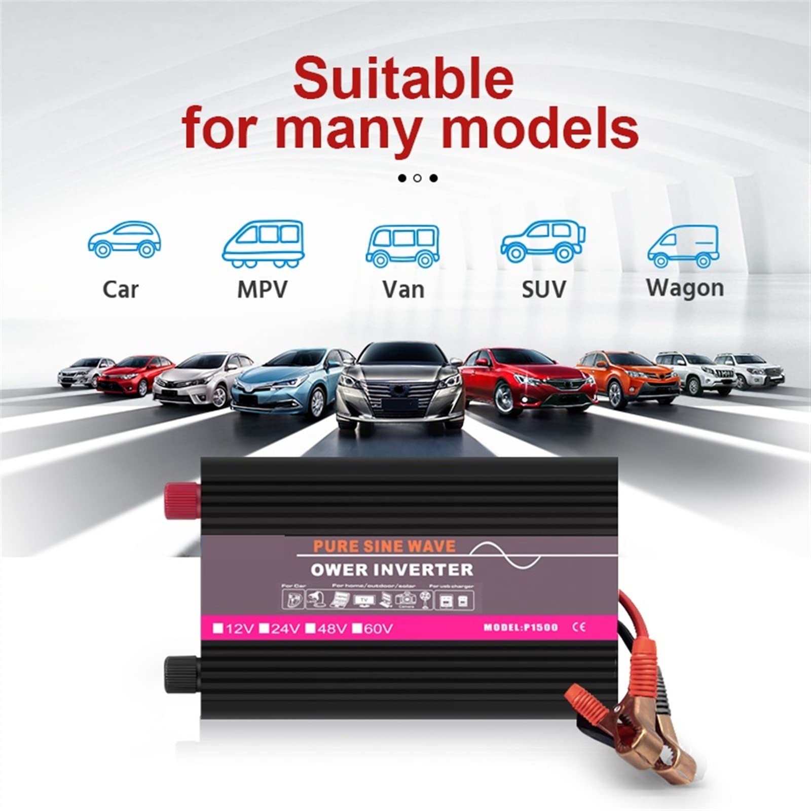 Inverter a onda sinusoidale pura Inverter a onda sinusoidale pura 3000W DC 12V / 24V AC 220 50Hz Inverter di potenza Spina europea Convertitore for auto a casa Energia solare(3000W-24V)
